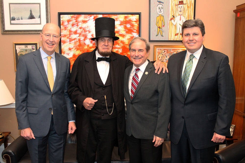 From left to right: Bill Goodman, executive director of the Kentucky Humanities Council, Jim Sayre, Abraham Lincoln Kentucky Chautauqua presenter, Kentucky Rep. <a class="memberLink" title="Click to view member info in a new window" href="http://data.rollcall.com/members/25798?rel=memberLink" target="_blank">John Yarmuth</a>, and Nathan Mick, board member of the Kentucky Humanities Council. (Photo courtesy of Yarmuth’s office)