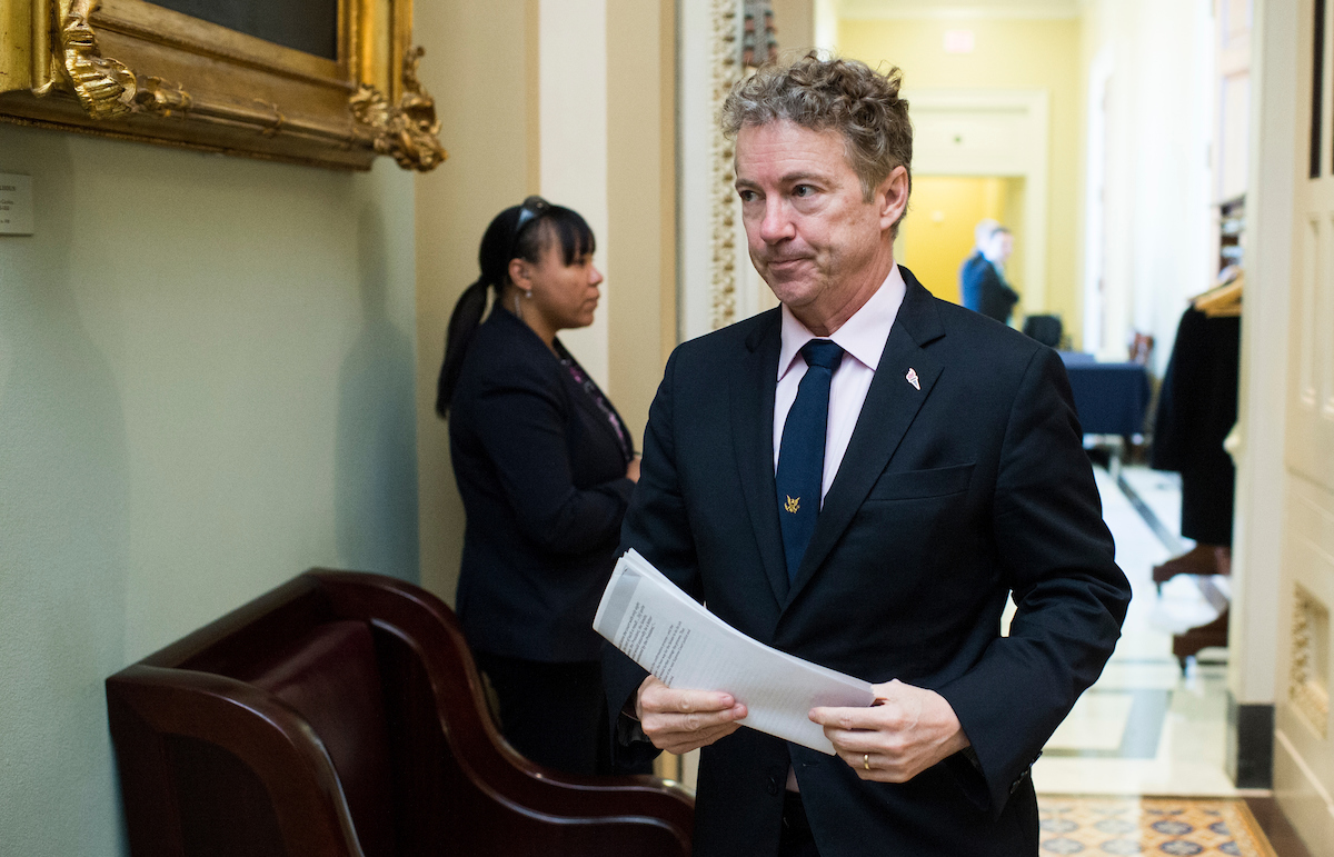 President Trump says Sen. Rand Paul will vote for the coming tax overhaul bill despite being the only Republican who voted against a GOP budget resolution on Thursday night . (Bill Clark/CQ Roll Call file photo)