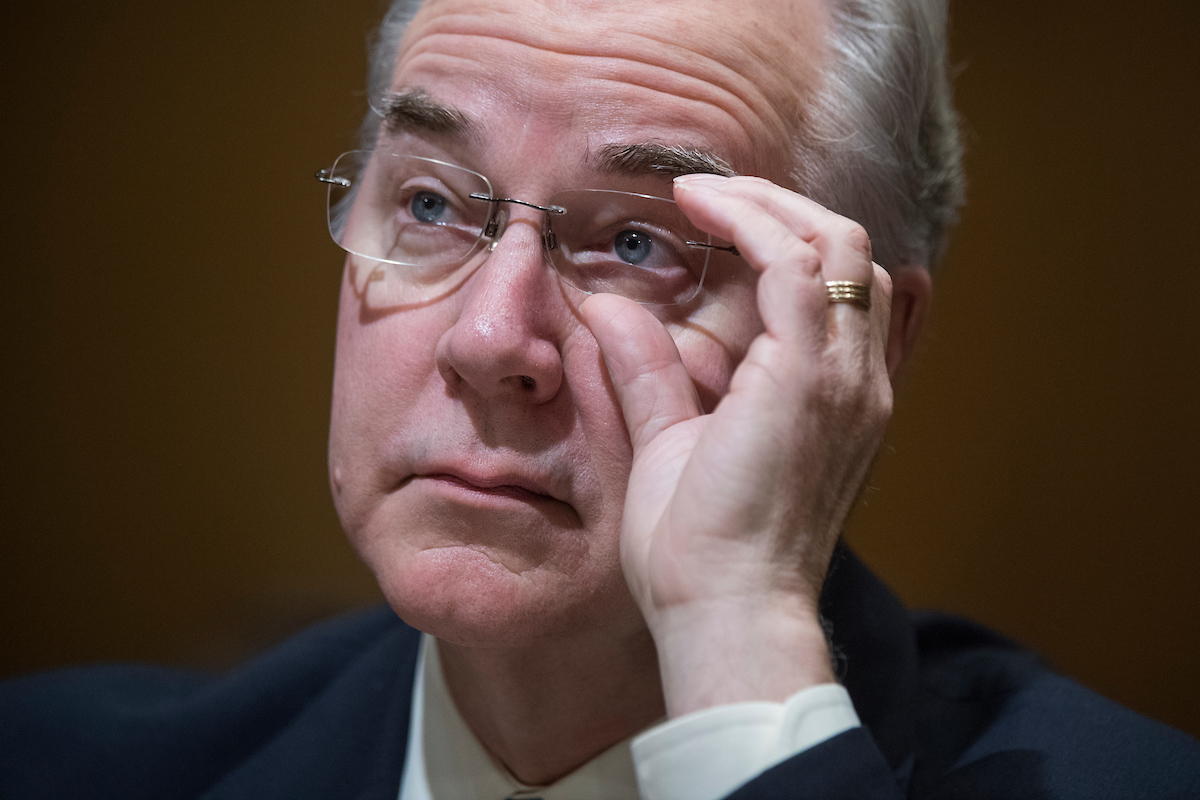 Rep. Tom Price, R-Ga., nominee for Health and Human Services secretary, testifies at his Senate Finance Committee confirmation hearing in Dirksen Building on January 24, 2017. (Tom Williams/CQ Roll Call file photo)