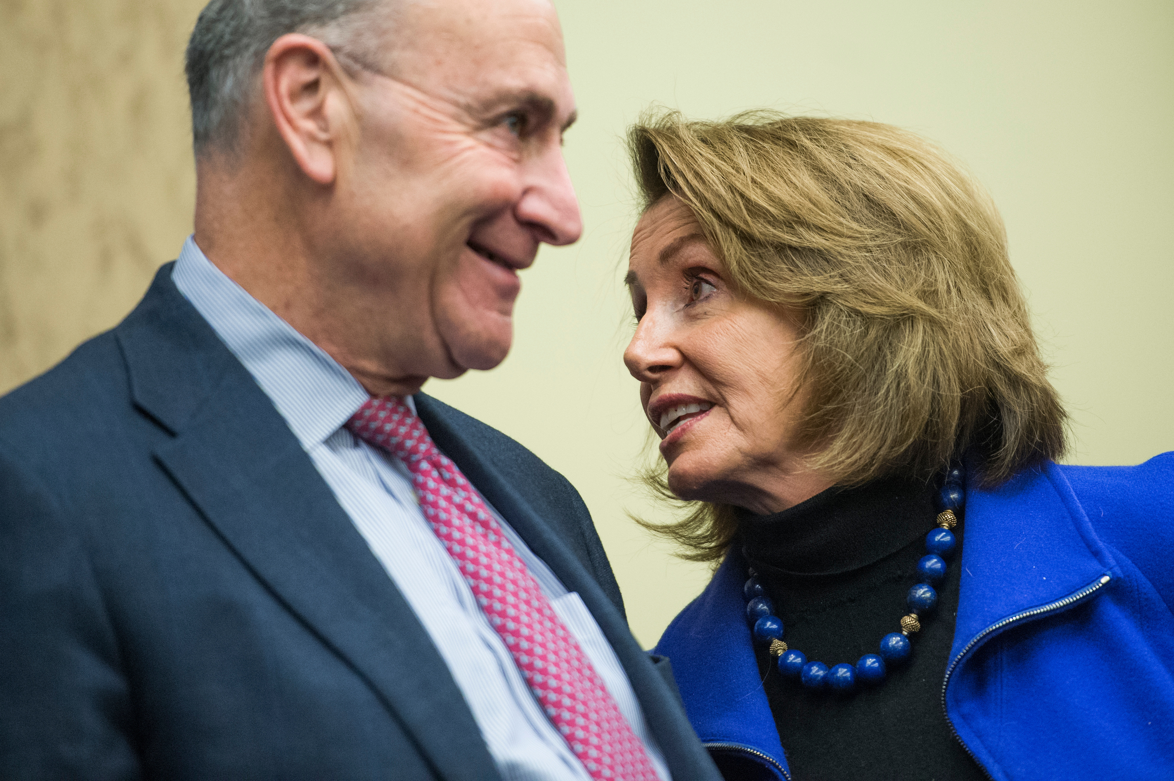 Senate Minority Leader Charles E. Schumer, left, and House Minority Leader Nancy Pelosi, right, welcomed the decision by Republican leadership to pull the health care bill from the House floor. (Tom Williams/CQ Roll Call File Photo)