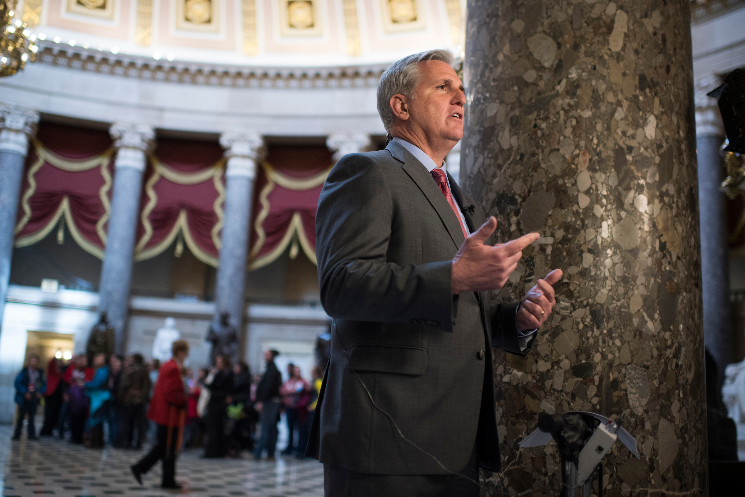 House Majority Leader Kevin McCarthy expects late votes on Thursday on the GOP health care plan. (Tom Williams/CQ Roll Call)