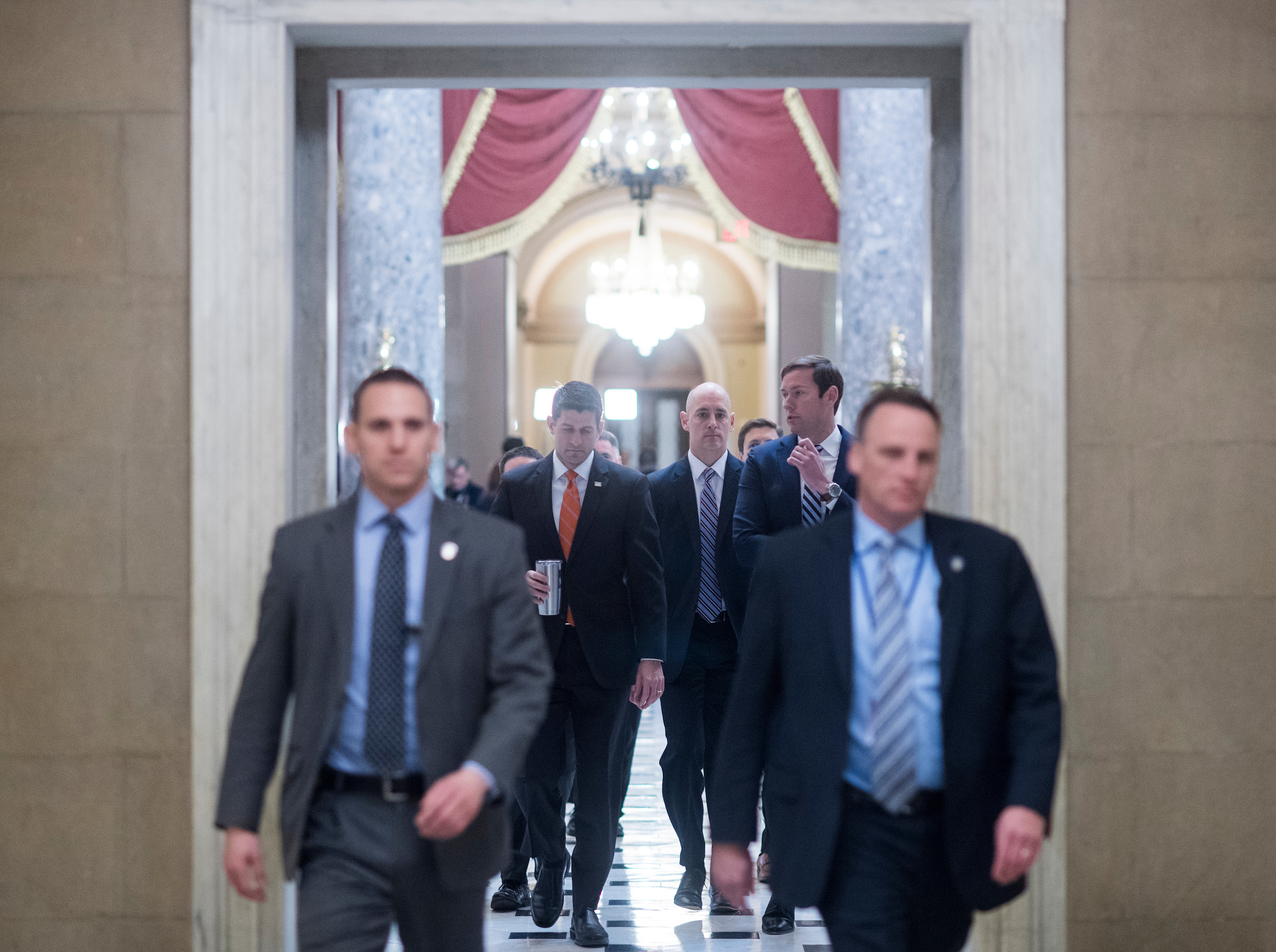 UNITED STATES — MARCH 23: Speaker of the House Paul Ryan, R-Wisc., returns to his office from the House floor in the Capitol on Thursday, March 23, 2017. (Bill Clark/CQ Roll Call)