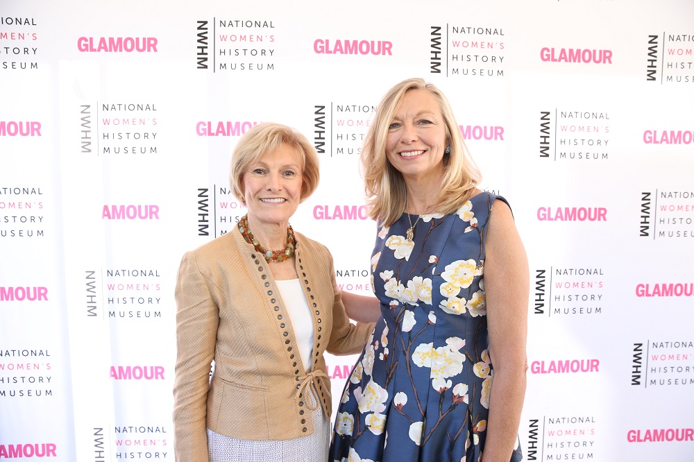 Joan Wages, left, and Susan Whiting are shown at a brunch for the the National Women’s History Museum in 2015. (Courtesy National Women’s History Museum)