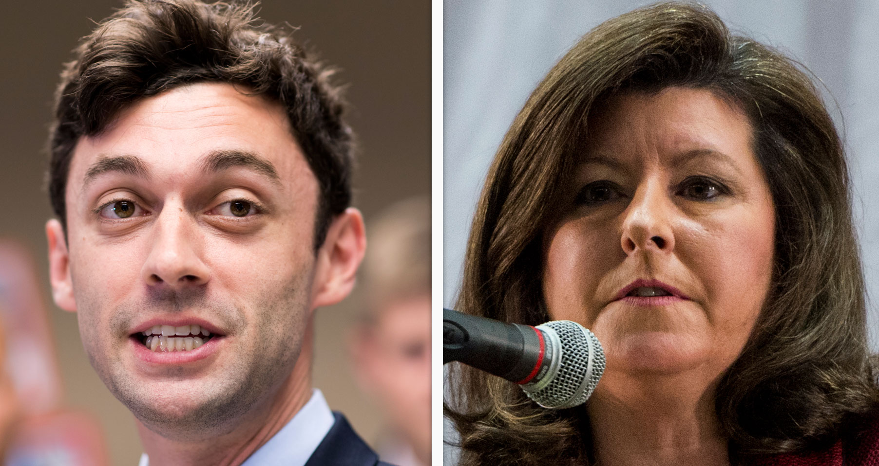 Democrat Jon Ossoff and Republican Karen Handel will meet in the June runoff. (Photos by Bill Clark/CQ Roll Call)