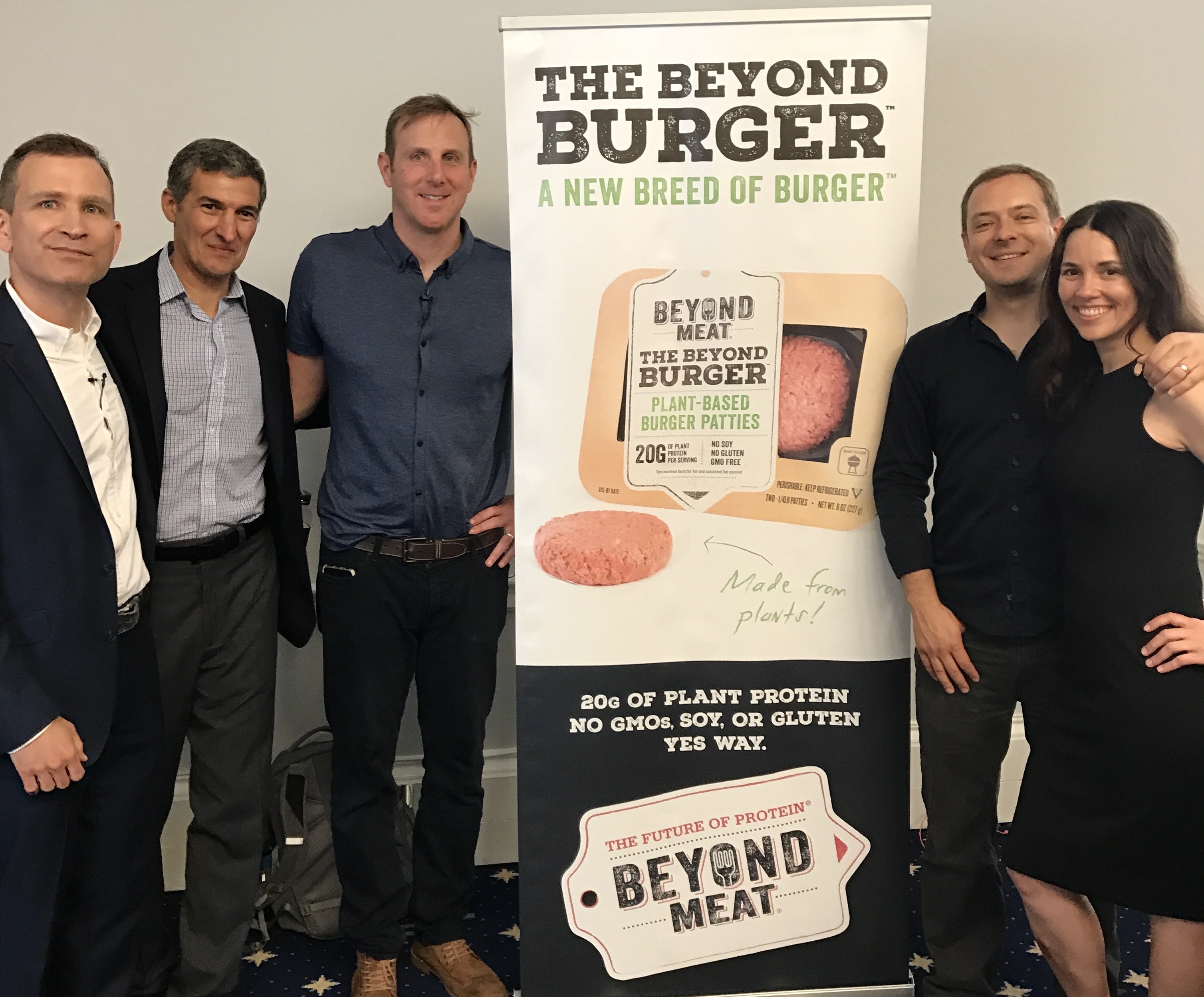 From left to right: Bruce Friedrich, Executive Director, The Good Food Institute Seth Goldman, Executive Chairman, Beyond Meat, Ethan Brown, Founder and CEO, Beyond Meat, Adam Sarvana, CVSA President and Communications Director, House Natural Resources Committee Democrats, Maureen Cohen Harrington, CVSA Advisory Board (and, if job title is needed, Assistant General Counsel, Library of Congress)