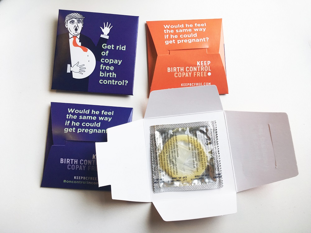 The condoms being handed out at Capitol South and Union Station. (Photo courtesy of the Keep Birth Control Co-Pay Free campaign)