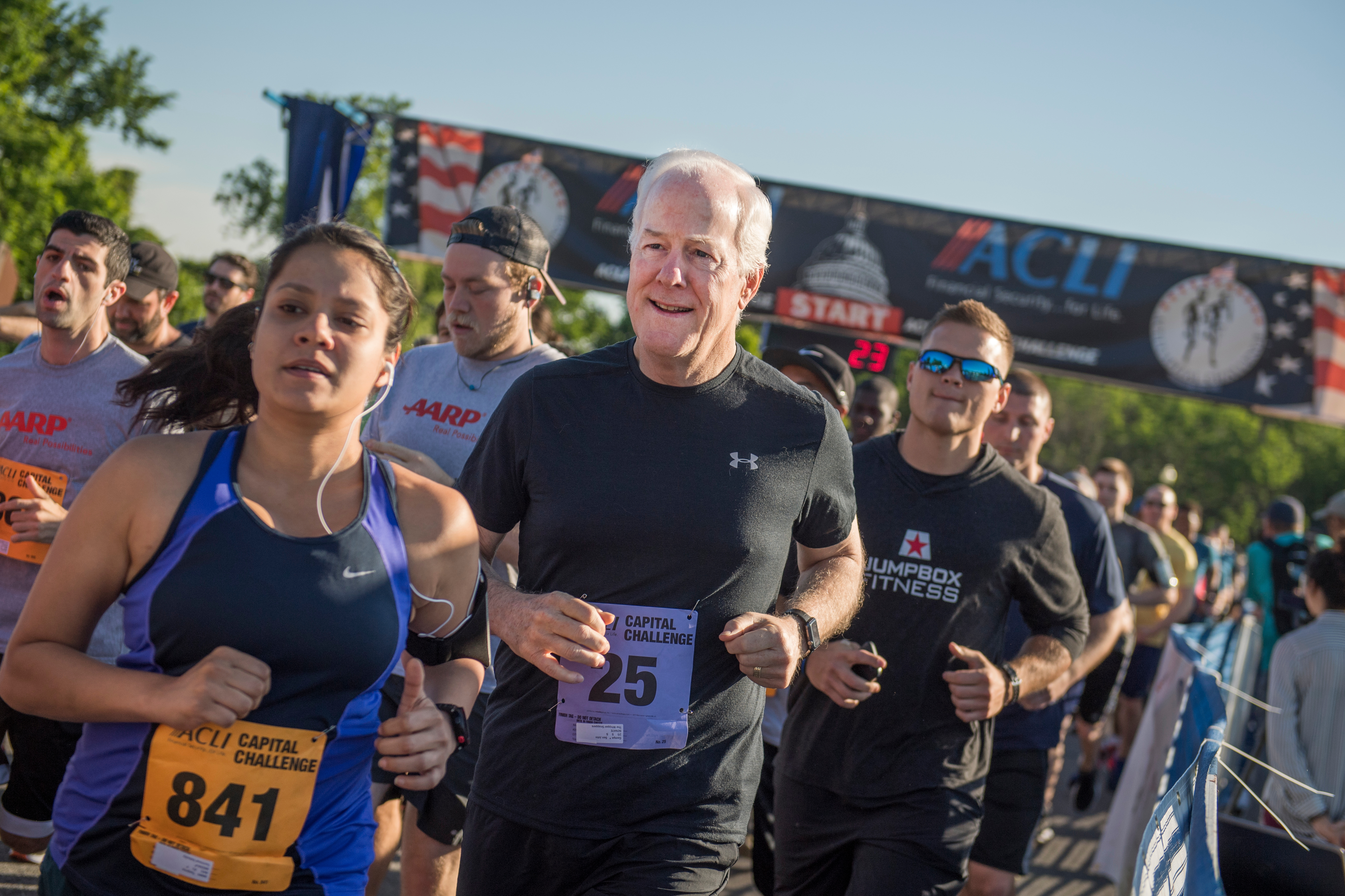 Texas Sen. John Cornyn runs in the ACLI Capital Challenge, a three-mile team race in Anacostia Park in Washington, D.C. (Tom Williams/CQ Roll Call)