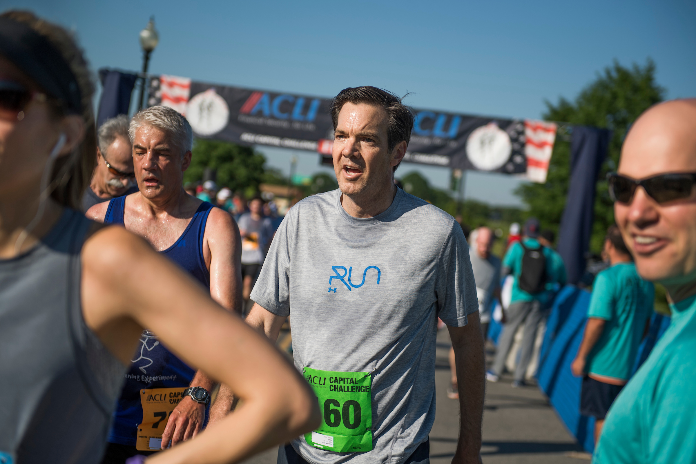 UNITED STATES - MAY 17: Rep. Evan Jenkins, R-W.Va., finishes the ACLI Capital Challenge 3 Mile Team Race in Anacostia Park, May 17, 2017. (Photo By Tom Williams/CQ Roll Call)