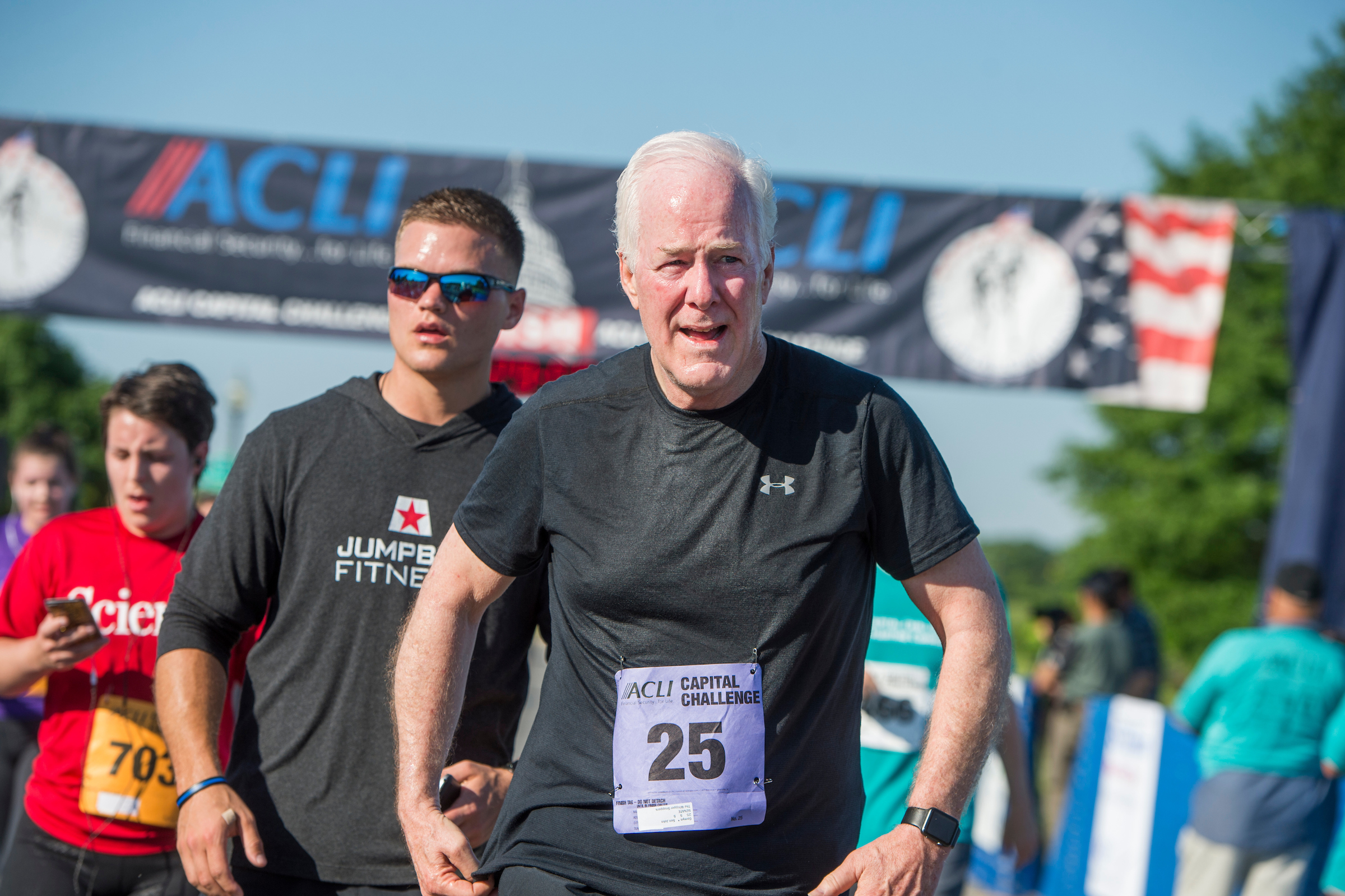 UNITED STATES - MAY 17: Sen. John Cornyn, R-Texas, runs in the ACLI Capital Challenge 3 Mile Team Race in Anacostia Park, May 17, 2017. (Photo By Tom Williams/CQ Roll Call)