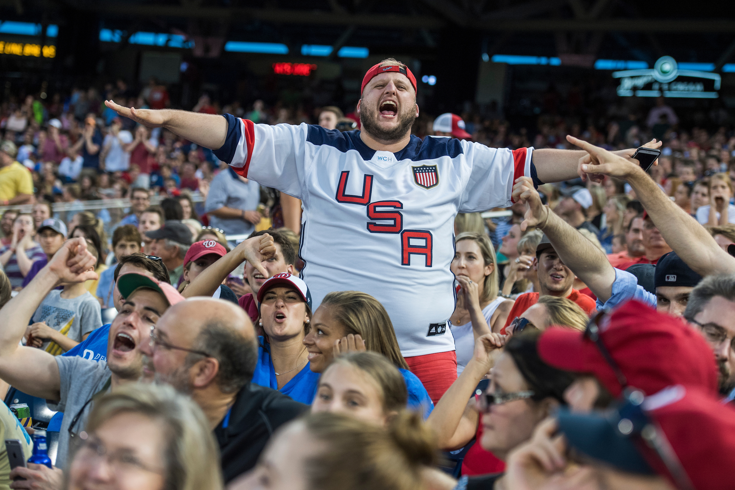 Republicans fan watch the 56th Congressional Baseball Game at Nationals Park on June 15, 2017. (Photo By Tom Williams/CQ Roll Call)