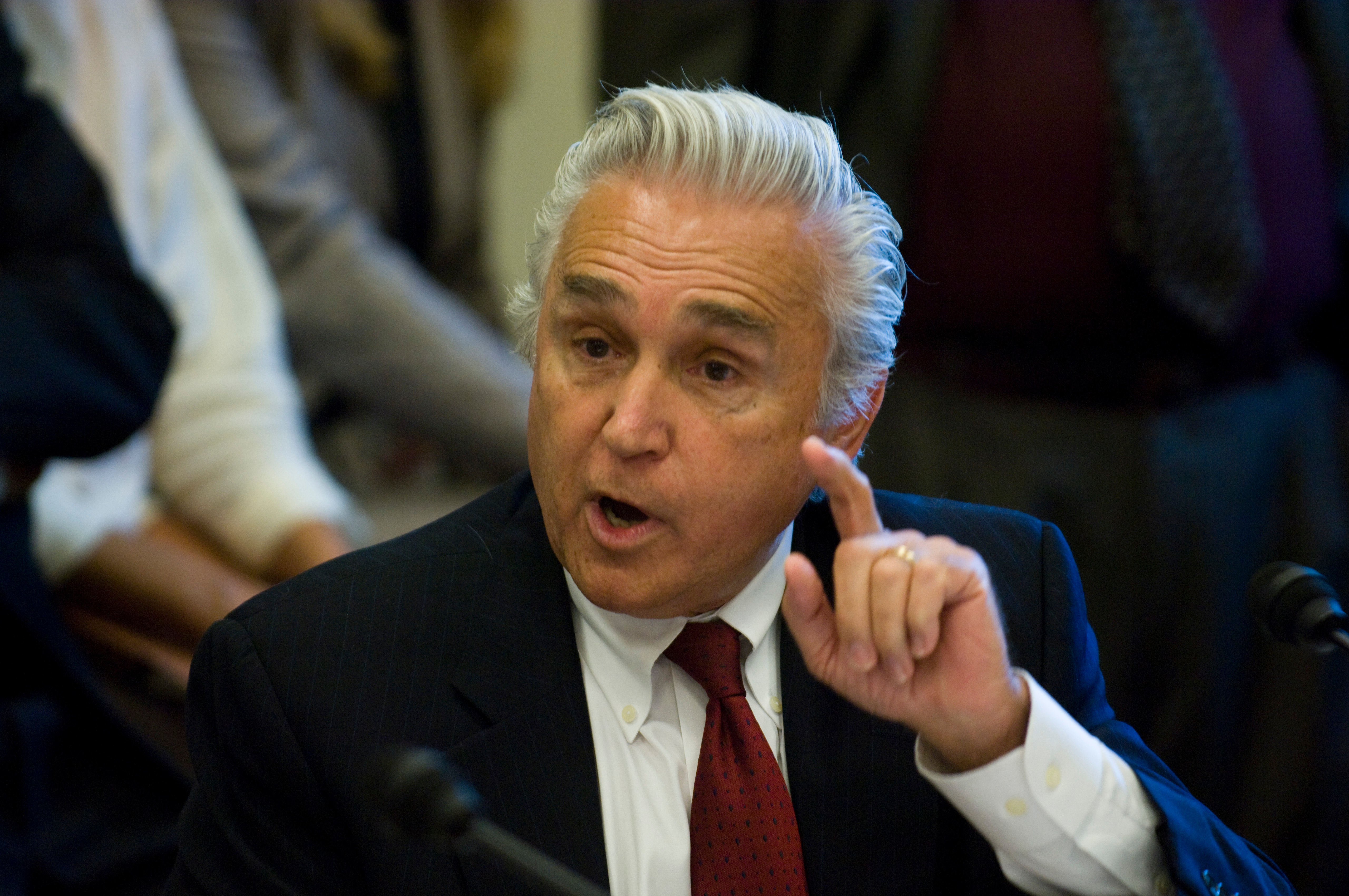 WASHINGTON, DC - June 11: Rep. Maurice D. Hinchey, D-N.Y., during the House Appropriations Interior-Environment Subcommittee markup of legislation that would boost funding for environmental and American Indian programs above this year's levels. The panel approved the draft measure by voice vote Wednesday after defeating a Republican amendment intended to bring energy policy into the debate. The full Appropriations Committee is scheduled to mark up the bill June 18. The bill would direct $27.9 billion in discretionary spending to the EPA, Interior Department, U.S. Forest Service, Smithsonian Institution and other cultural programs. The spending total would be $1.3 billion more than the amount provided for fiscal 2008 (PL 110-161) and $2.1 billion more than President Bush requested. Subcommittee Chairman Norm Dicks, D-Wash., criticized the president's proposal as below the level