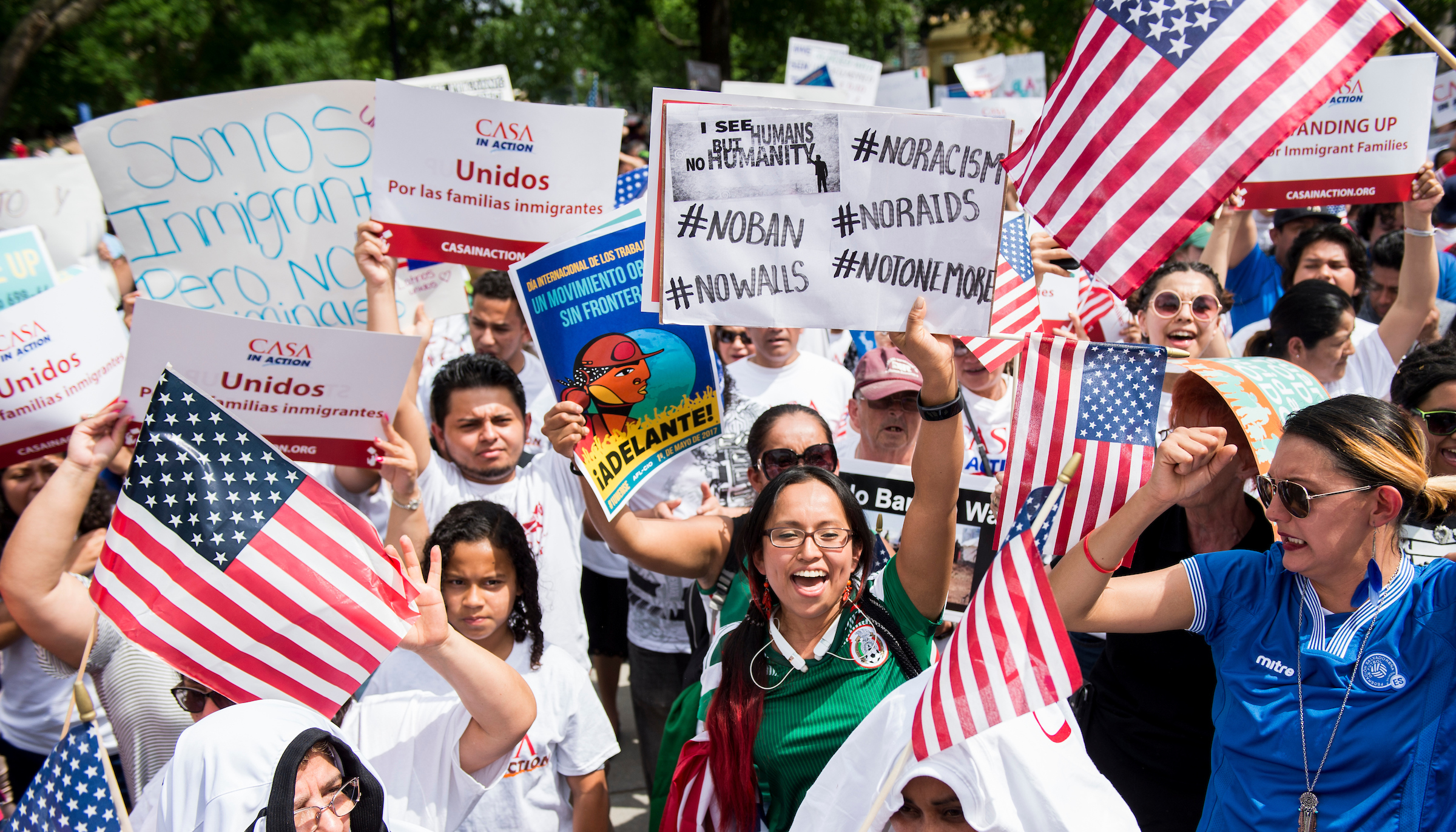 Immigration rights activists rally in Dupont Circle in Washington on May 1. The White House rolled out its demands for a broad immigration bill on Sunday night. (Bill Clark/CQ Roll Call File Photo)