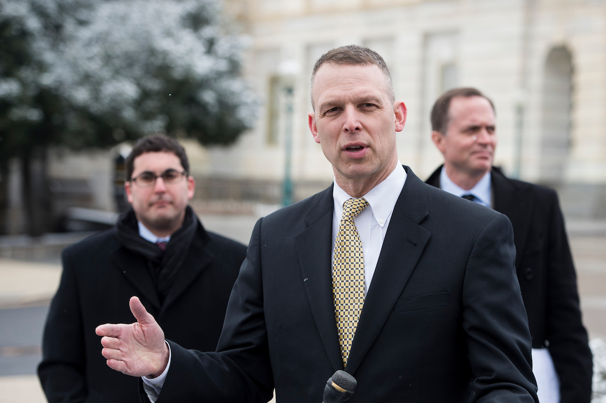 Rep. Scott Perry, R-Pa., speaks during a news conference on delaying of the Affordable Care Act's employer mandate at the Capitol on Wednesday, Feb. 26, 2014. (Photo By Bill Clark/CQ Roll Call)