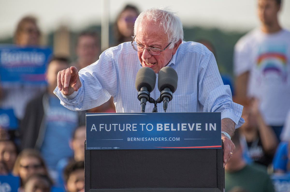 Sen. Bernie Sanders at a June 2016 rally. (Photo By Tom Williams/CQ Roll Call)