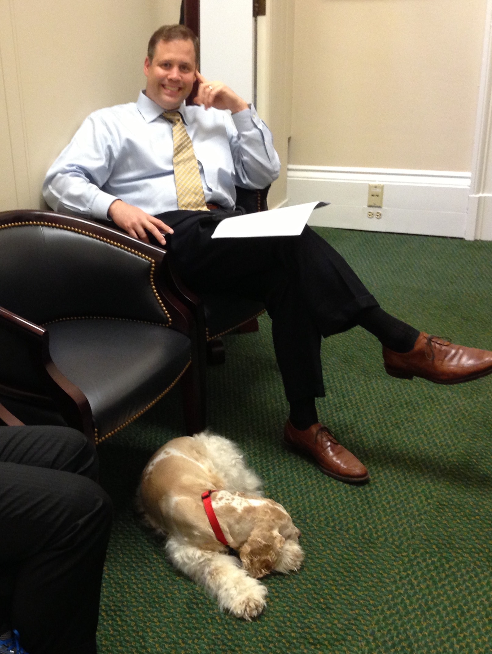 Oliver hangs out with the congressman while he works in his office. (Courtesy of Bridenstine's office)