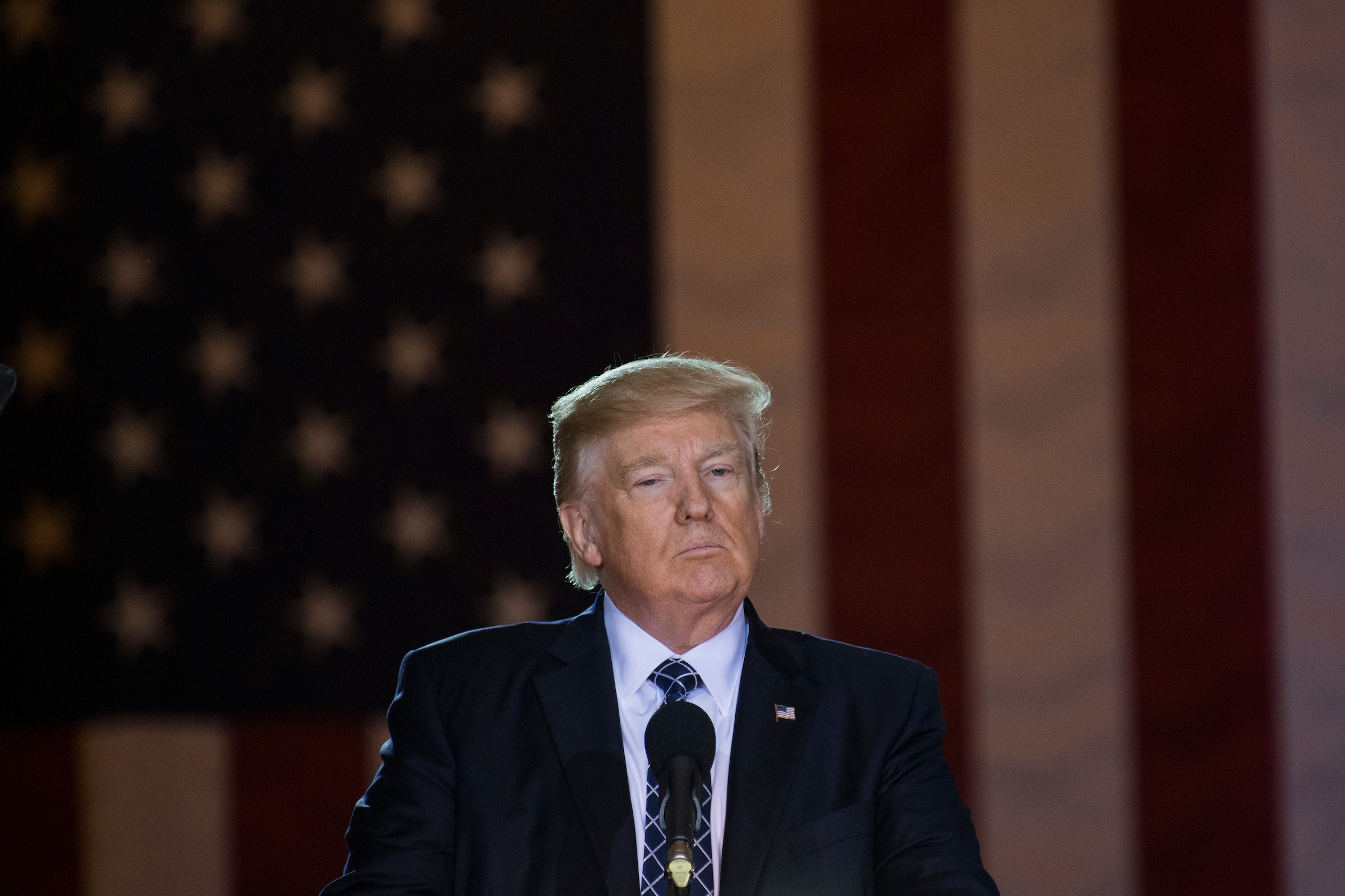 President Donald Trump speaks during the annual Days of Remembrance Holocaust ceremony in the Capitol Rotunda on April 25, 2017. (Photo By Tom Williams/CQ Roll Call)