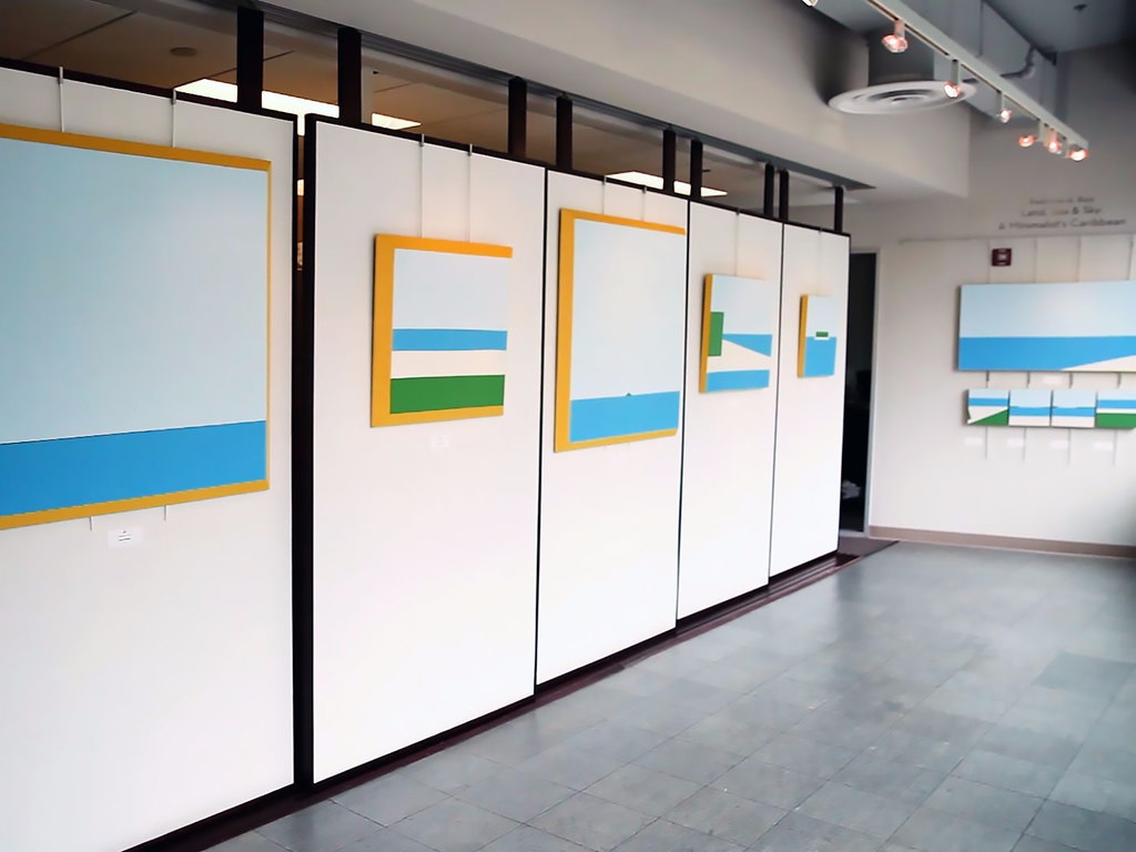 Ruiz's show, “Land, Sea & Sky: A Minimalist’s Caribbean,” is hanging through July in Glen Echo Park. (Screenshot)