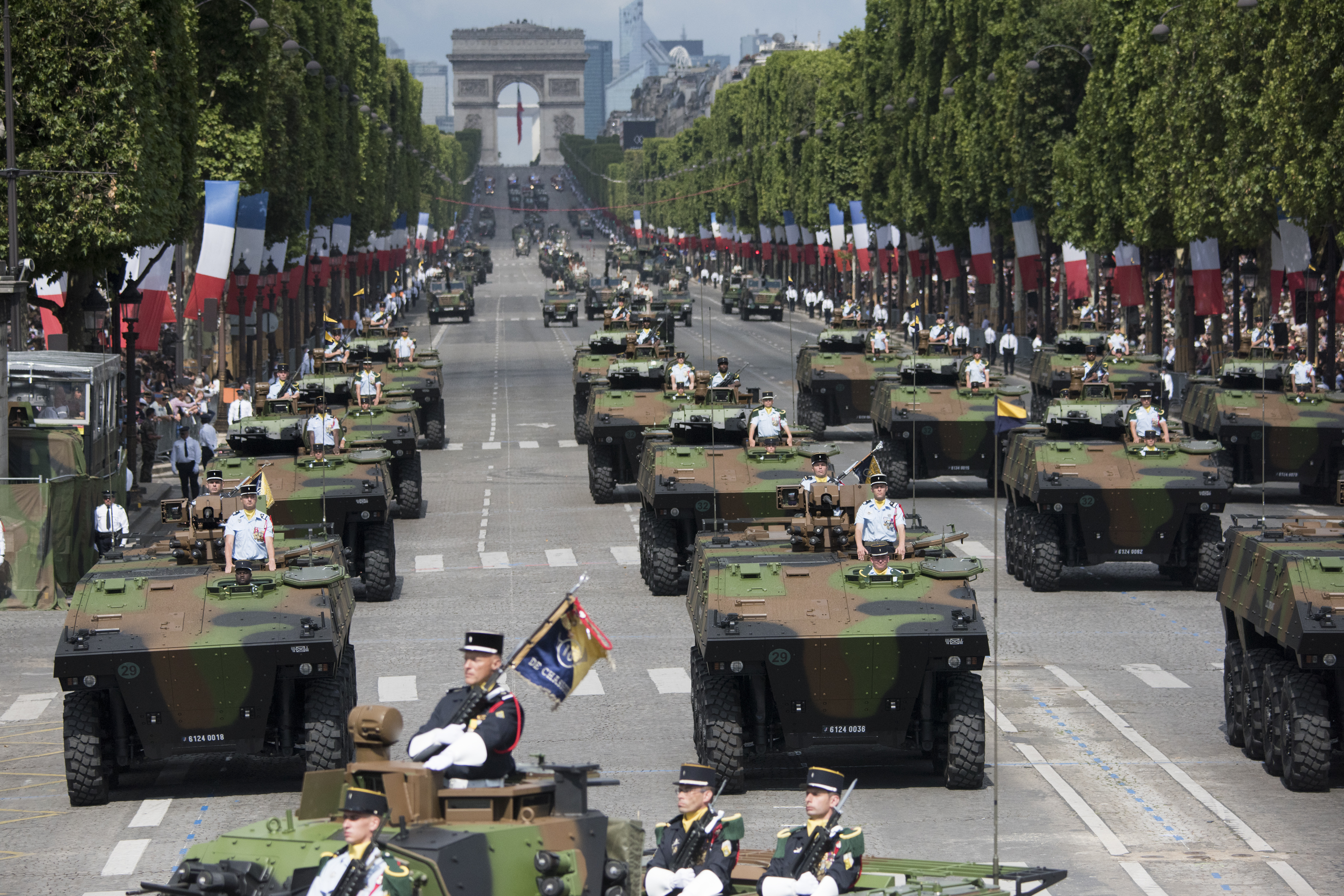 French military troops march in the annual Bastille Day military parade down the Champs-Elysees in Paris on July 14. (Courtesy Navy Petty Officer 2nd Class Dominique Pineiro/Wikimedia Commons)