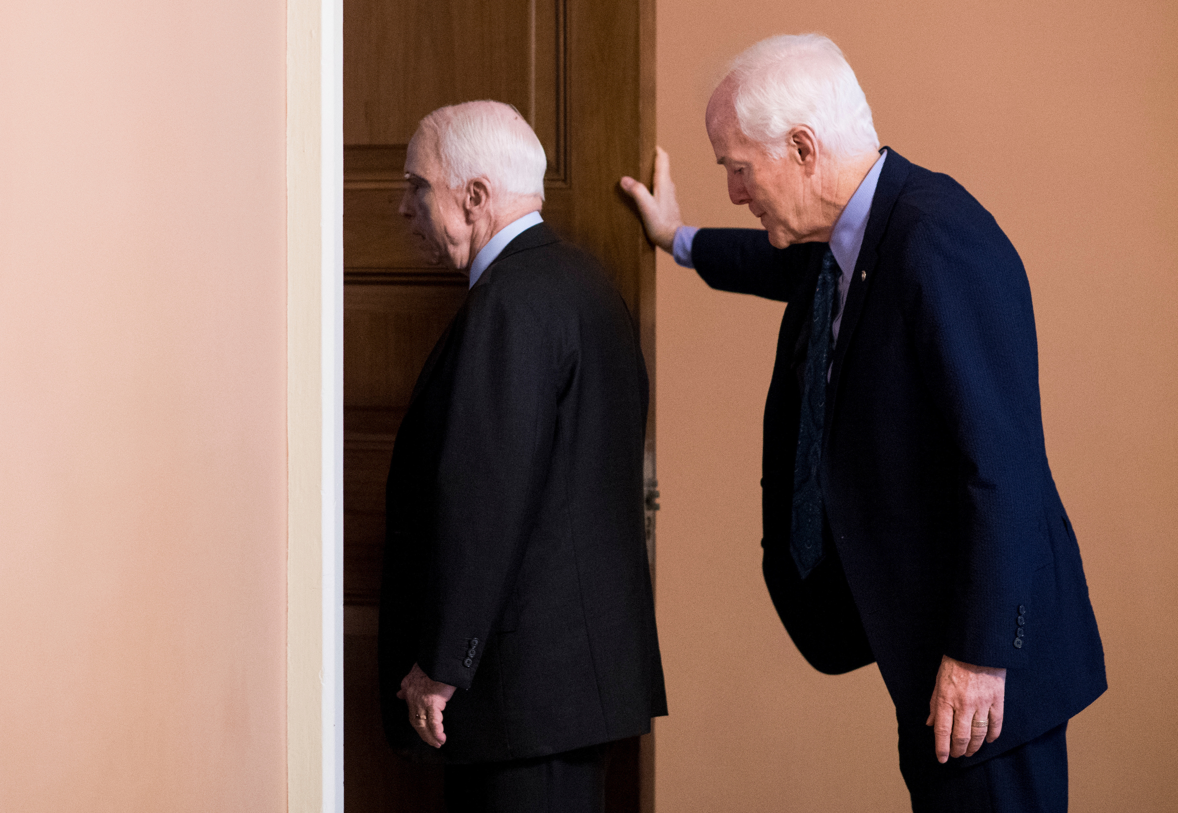 Senate Armed Services Chairman John McCain, left, seen here with Senate Majority Whip John Cornyn, R-Texas, expressed regret the chamber could not agree on how to bring up all the amendments senators wanted to vote on. (Bill Clark/CQ Roll Call file photo)