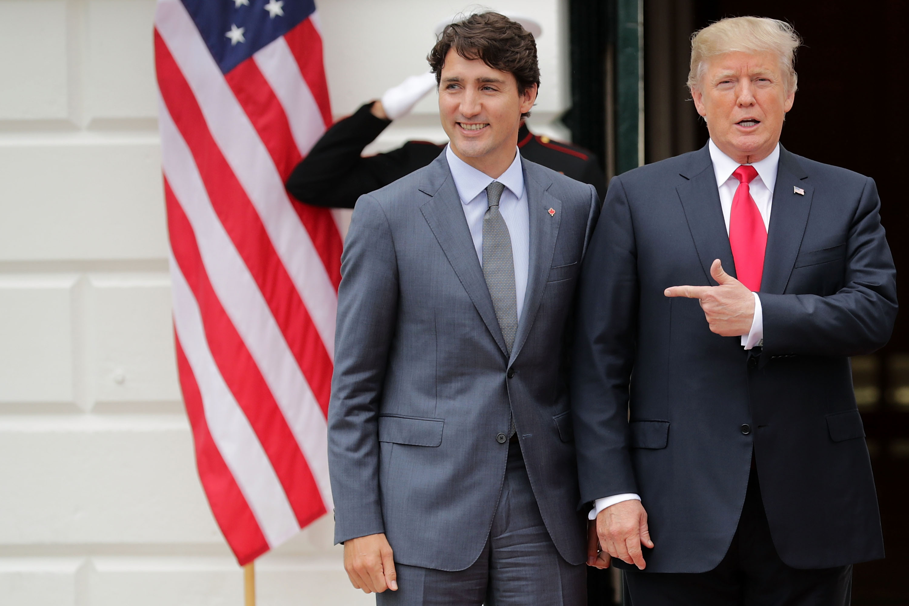 Canadian Prime Minister Justin Trudeau and U.S. President Donald Trump at the White House in 2017. Canada joined a U.S.-Mexico trade pact that could replace the North American Free Trade Agreement. (Chip Somodevilla/Getty Images file photo)