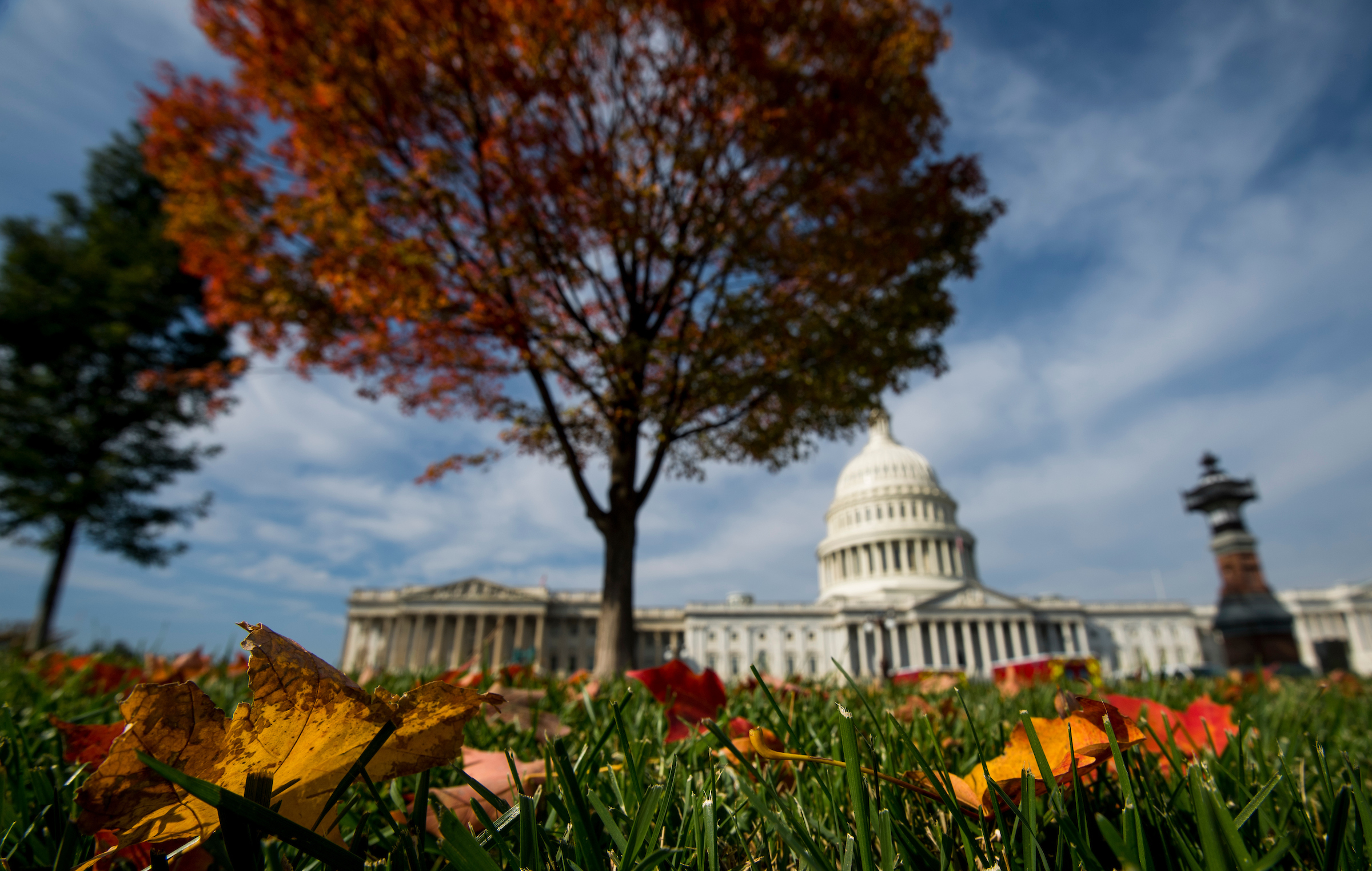 UNITED STATES - NOVEMBER 3: Fall leaves decorate the Capitol on Friday, Nov. 3, 2017. (Photo By Bill Clark/CQ Roll Call)