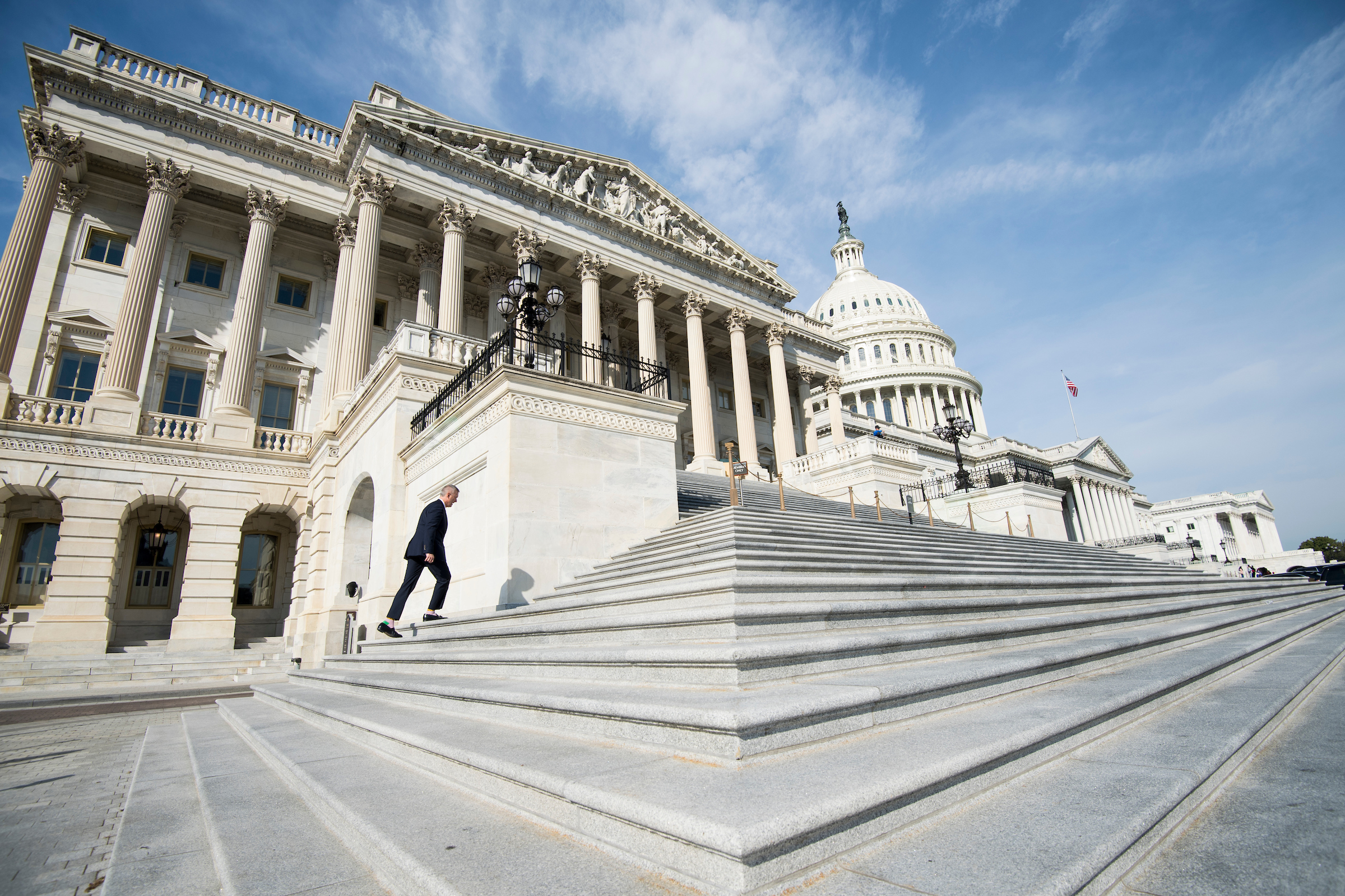Rep. John Katko, R-N.Y., walks up the House steps for votes in the Capitol on Friday, Nov. 3, 2017. (Photo By Bill Clark/CQ Roll Call)
