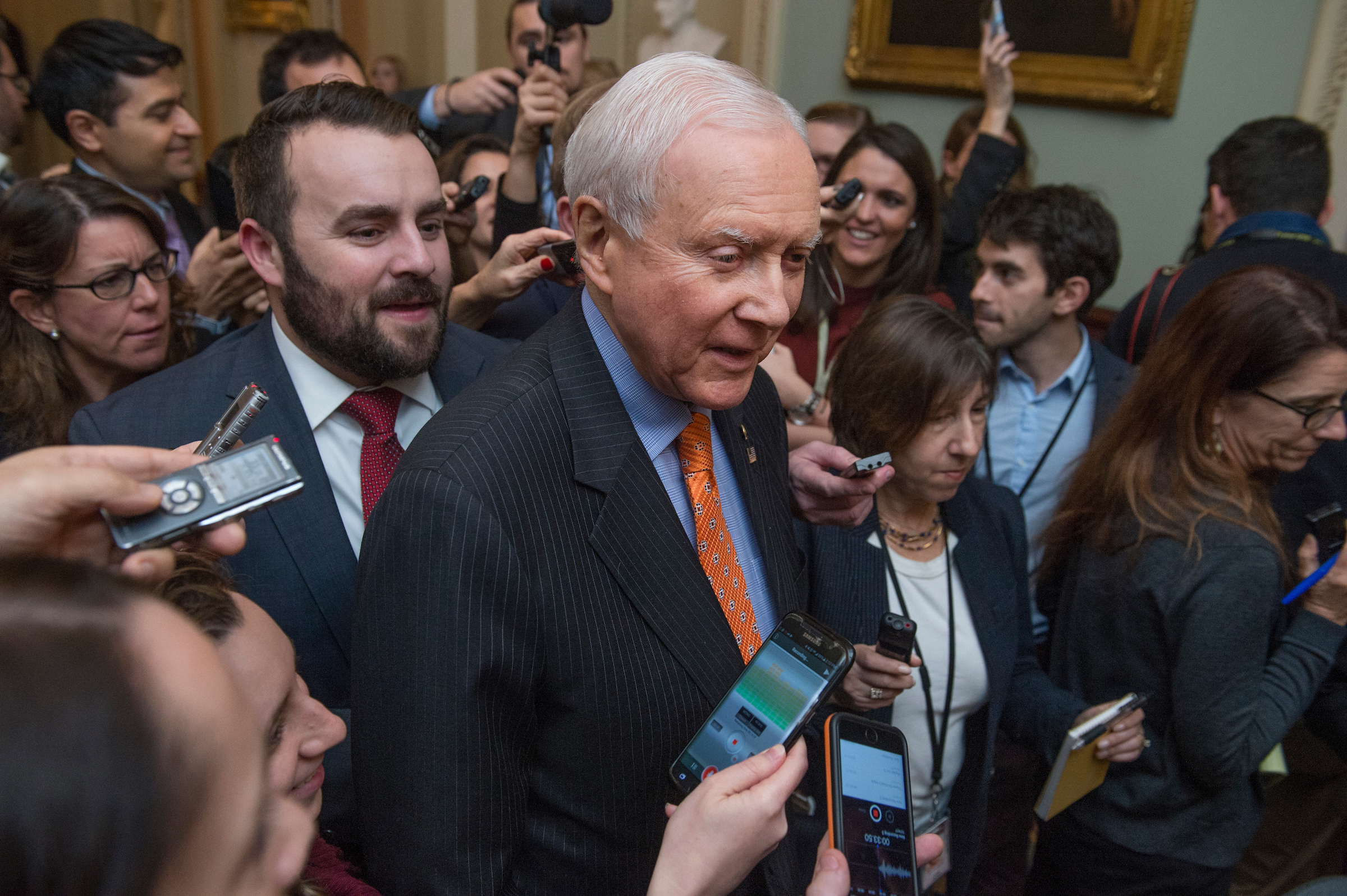 Senate Finance Chairman Orrin G. Hatch is presiding over a tension-filled committee markup of the GOP’s tax bill. (Tom Williams/CQ Roll Call)