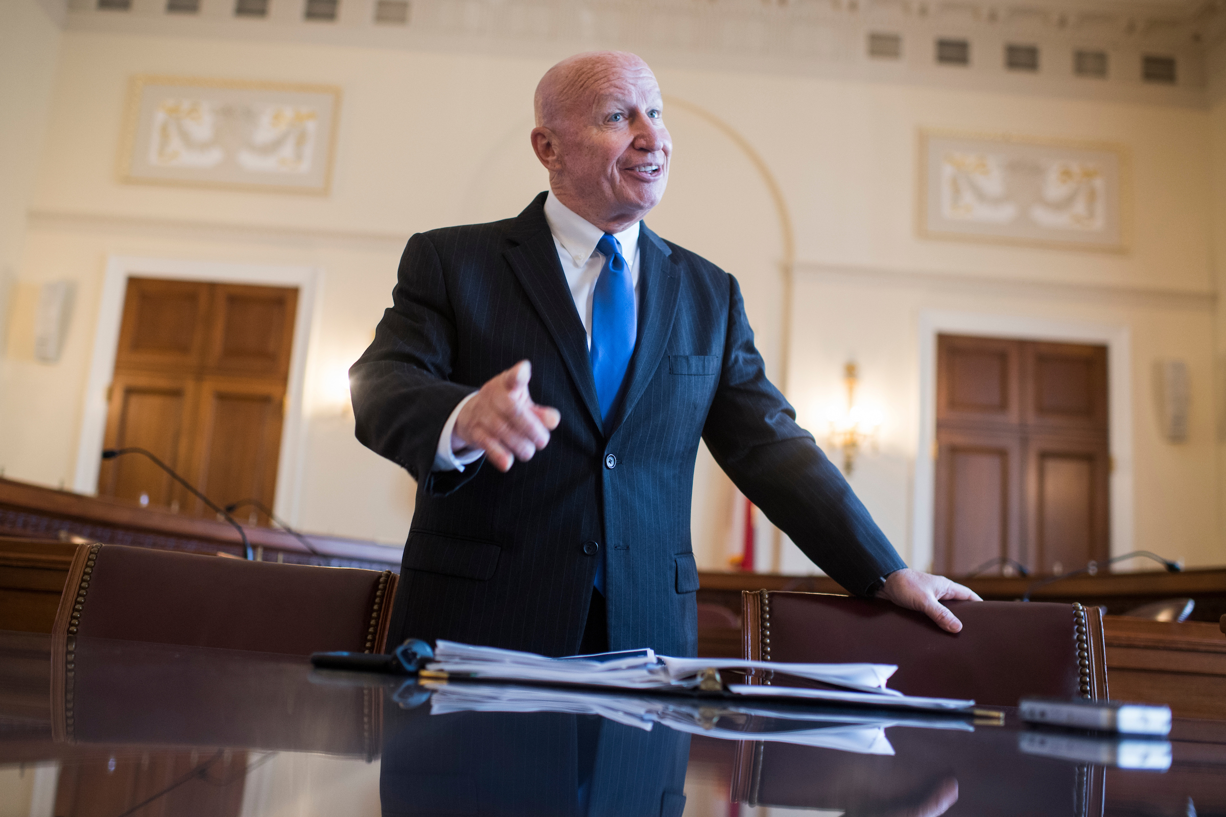 UNITED STATES - NOVEMBER 02: House Ways and Means Committee chairman Rep. Kevin Brady, R-Texas, briefs the media in Longworth Building on the Republicans' tax reform plan on November 2, 2017. (Photo By Tom Williams/CQ Roll Call)
