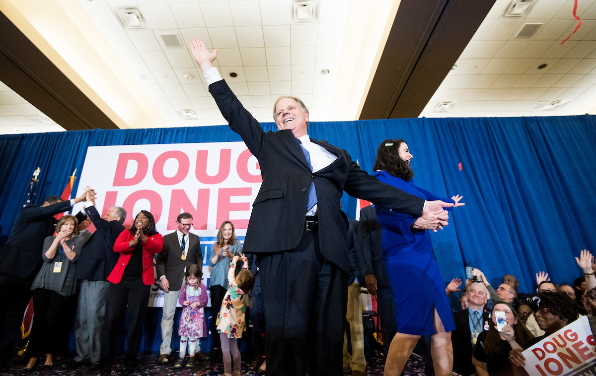 Throwback to Tuesday, when Democrat Doug Jones and his wife celebrated his victory over Roy Moore at the Sheraton in Birmingham, Ala. (Bill Clark/CQ Roll Call)