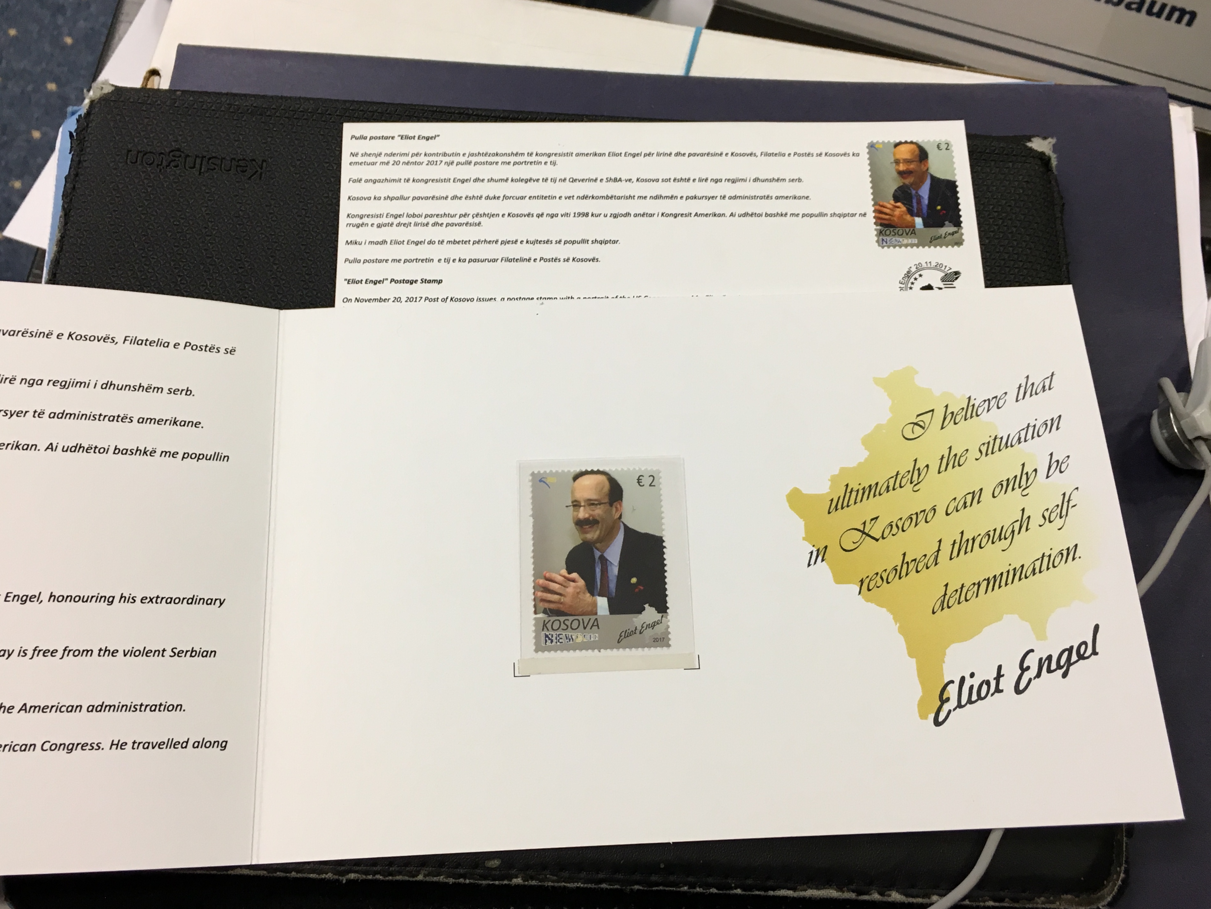 New York Rep. Eliot L. Engel was recently honored by the Kosovo government with his image on a stamp. (Courtesy Engel's office)