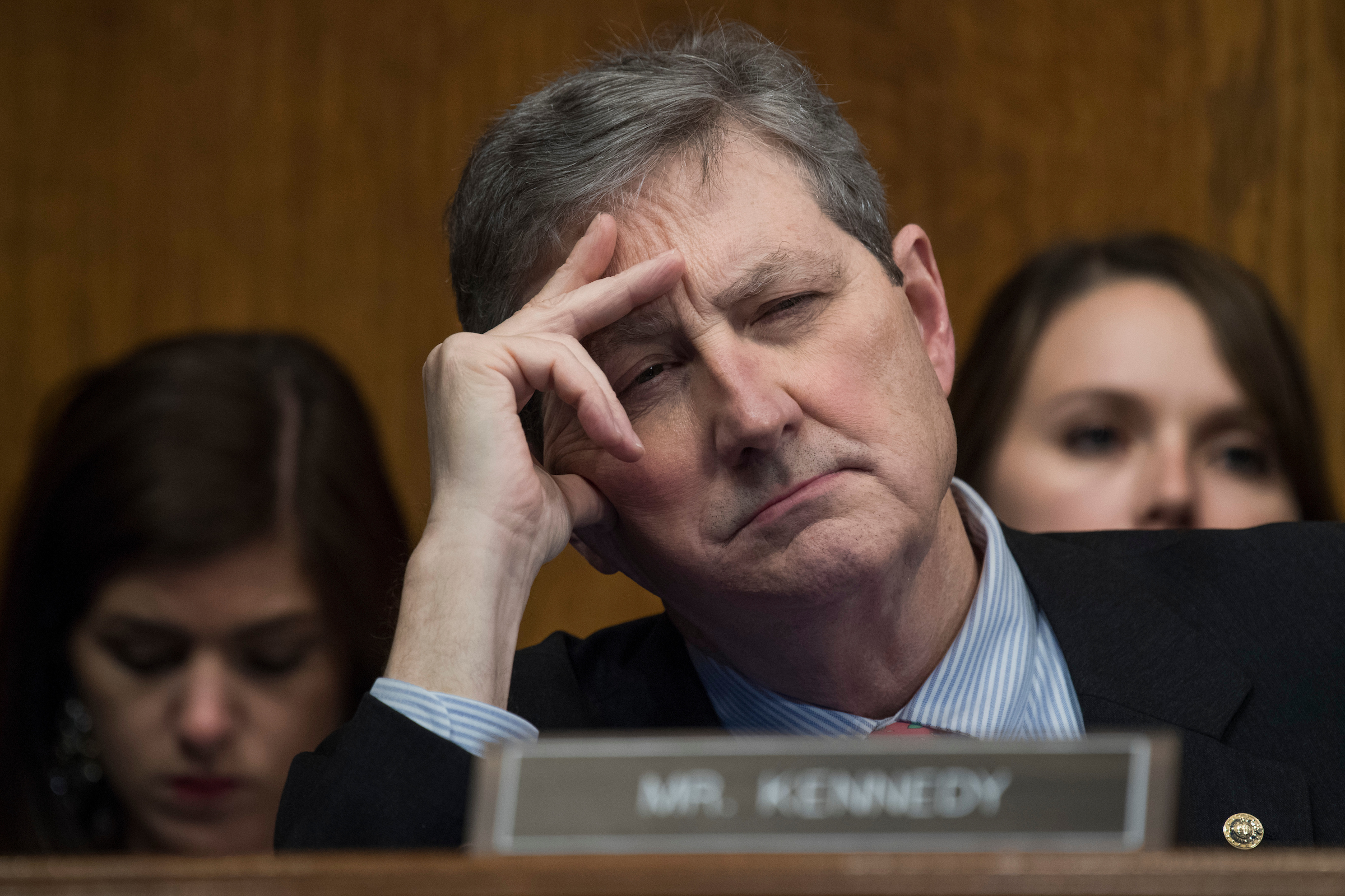 Sen. John N. Kennedy, R-La., asked Matthew Petersen basic questions about litigation that Petersen could not answer. Petersen withdrew his nomination on Monday. (Tom Williams/CQ Roll Call file photo)