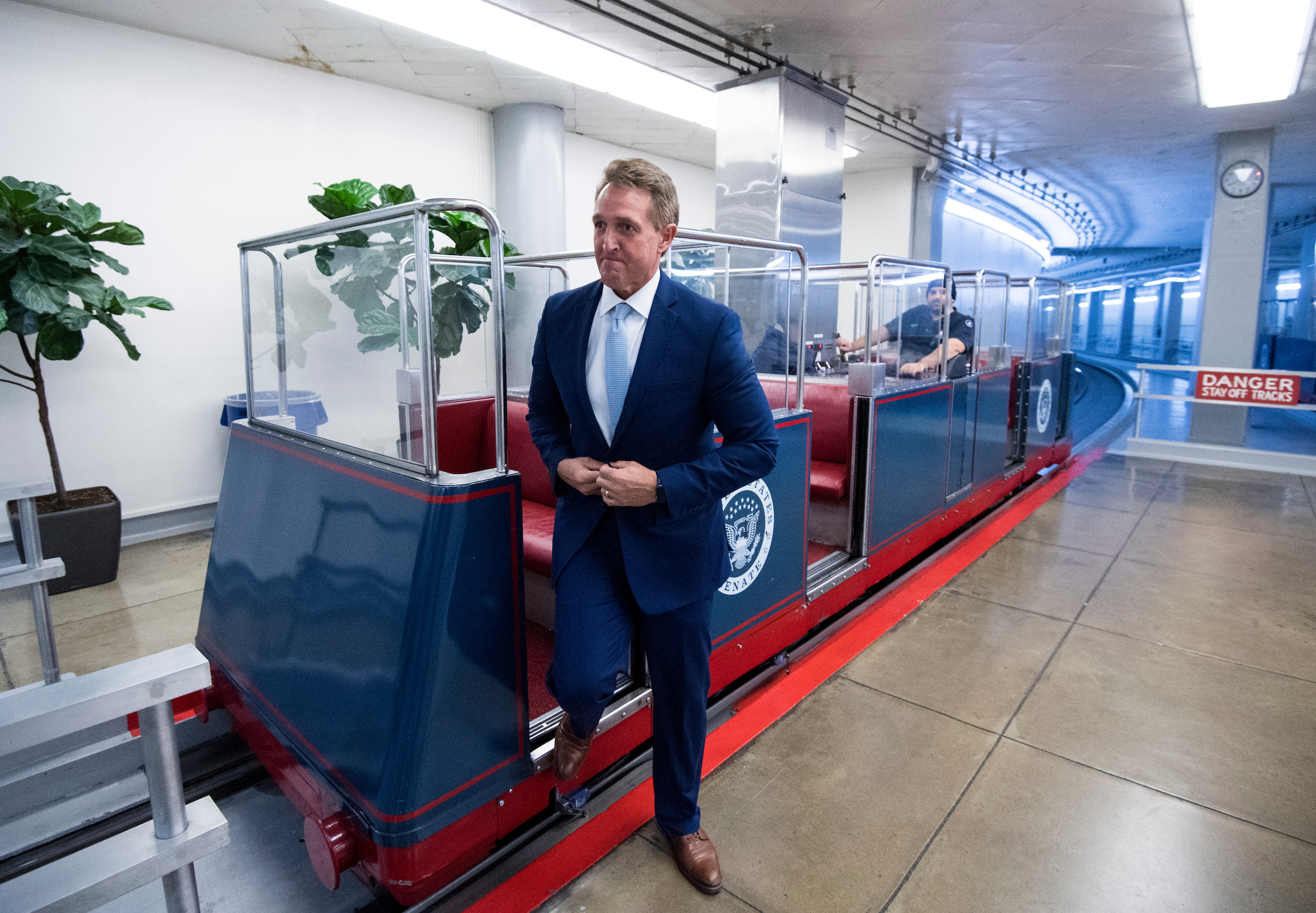 Sen. Jeff Flake, R-Ariz., arrives in the Capitol for the Senate Republicans lunch with President Donald Trump on Nov. 28. (Bill Clark/CQ Roll Call file photo)