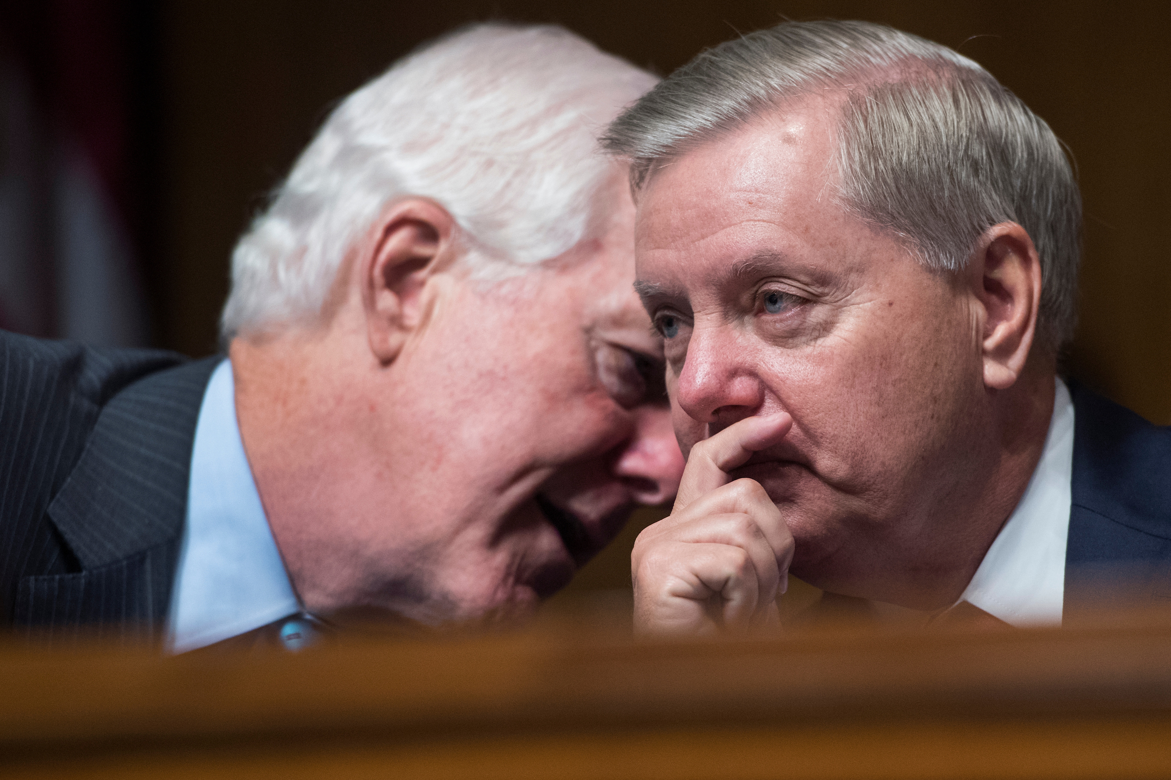 While GOP Senate leaders like Sen. John Cornyn, R-Texas, left, have shifted away from health care repeal as a priority, Sen. Lindsey Graham, R-S.C., right, said it should remain at the top of the agenda. (Tom Williams/CQ Roll Call file photo)