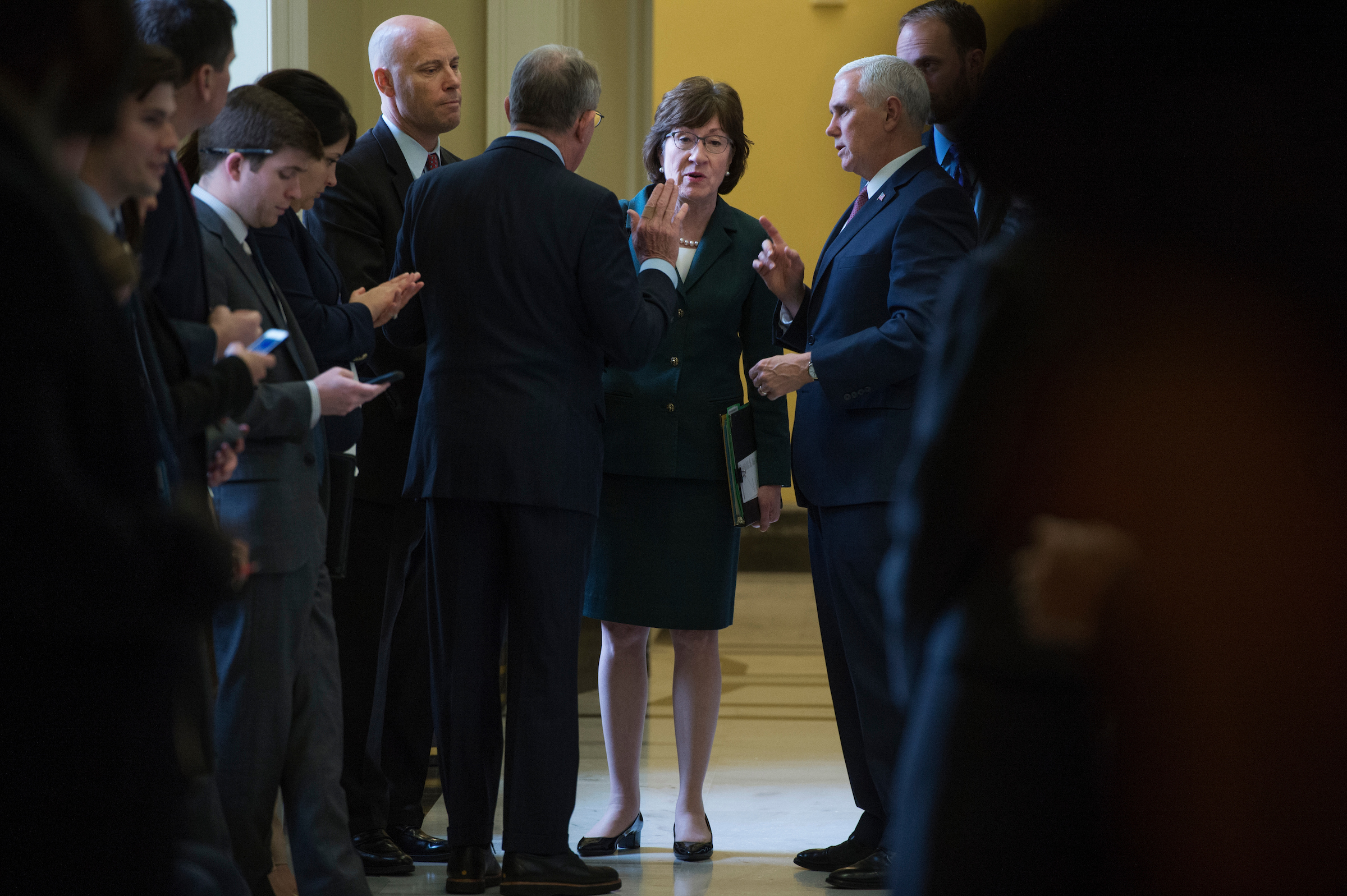 Sen. Susan Collins, R-Maine, made her vote on the tax package contingent on passing the health insurance stabilization measures. (Tom Williams/CQ Roll Call)