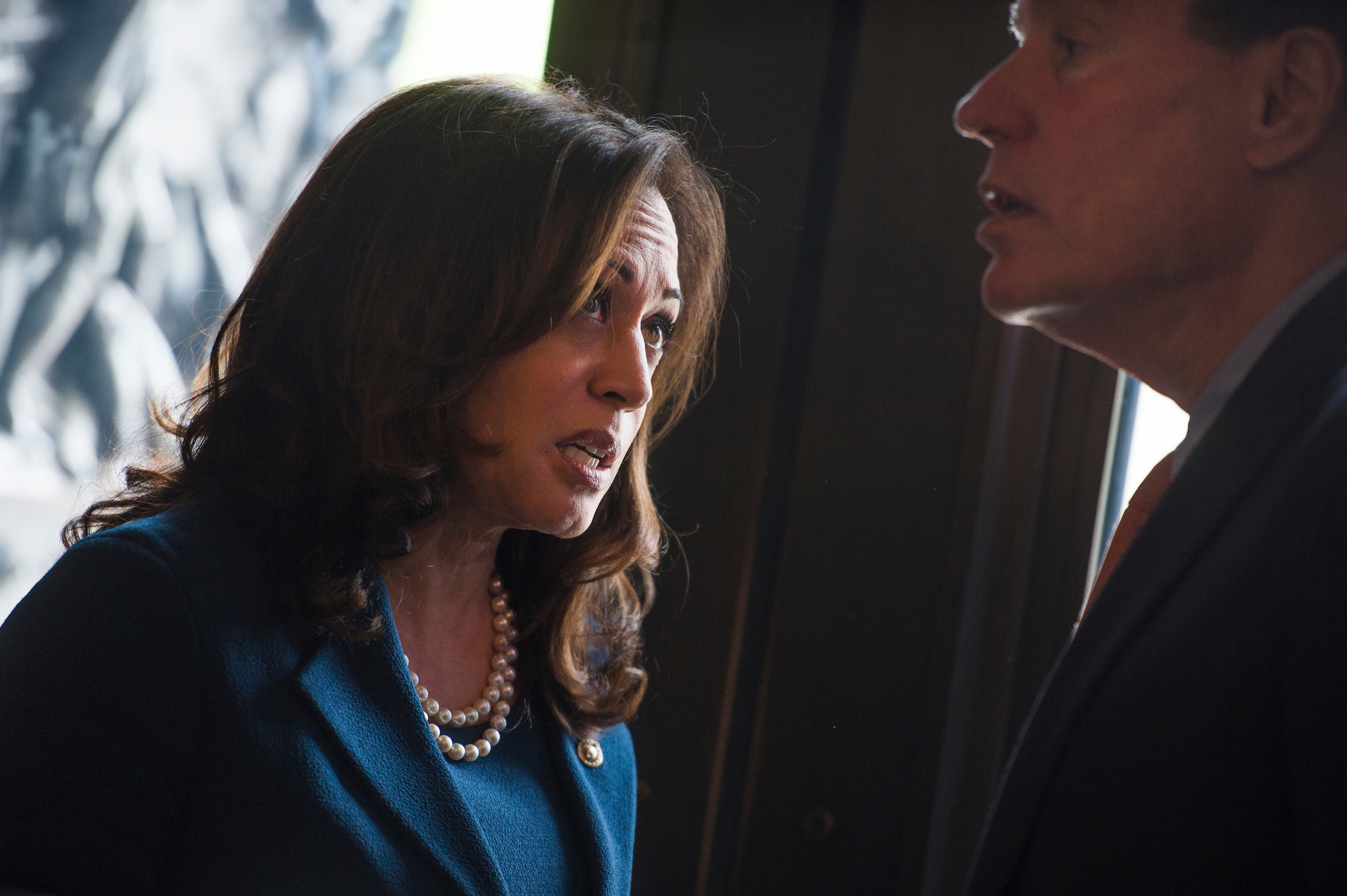 Sen. Kamala Harris, D-Calif., is raising questions about a media services company with ties to political action committee America Rising. (Tom Williams/CQ Roll Call file photo)