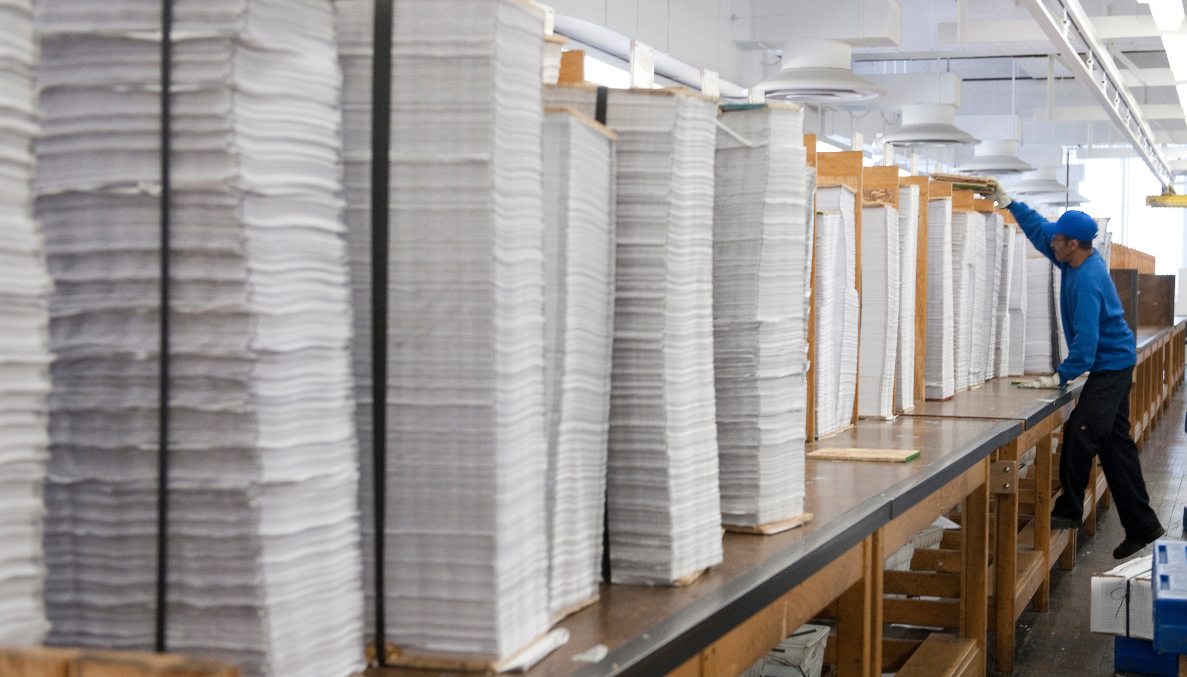 UNITED STATES - April 8: President Obama's budget proposal , FY2014 rolls off the presses at the Government Printing Office in Washington, D.C. on April 8, 2013. (Photo By Douglas Graham/CQ Roll Call)