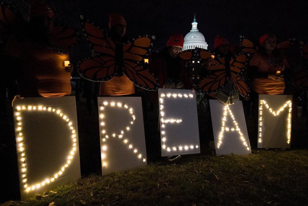 Supporters of so-called Dreamers, immigrants brought to the United States illegally as children, protest outside the Capitol on Jan. 21. (Bill Clark/CQ Roll Call file photo)