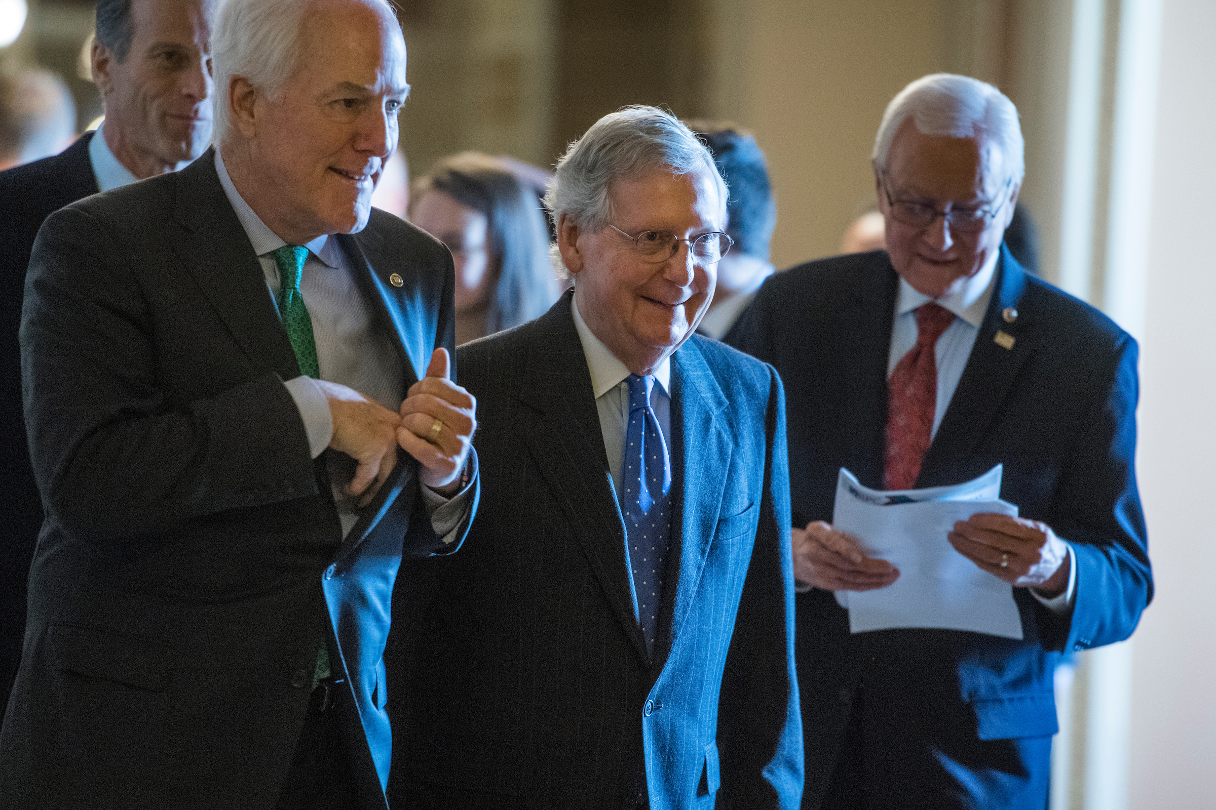 Senate Majority Whip John Cornyn and Majority Leader Mitch McConnell will be among the Hill leaders negotiating deals on a host of major issues confronting Congress in January. (Tom Williams/CQ Roll Call file photo)