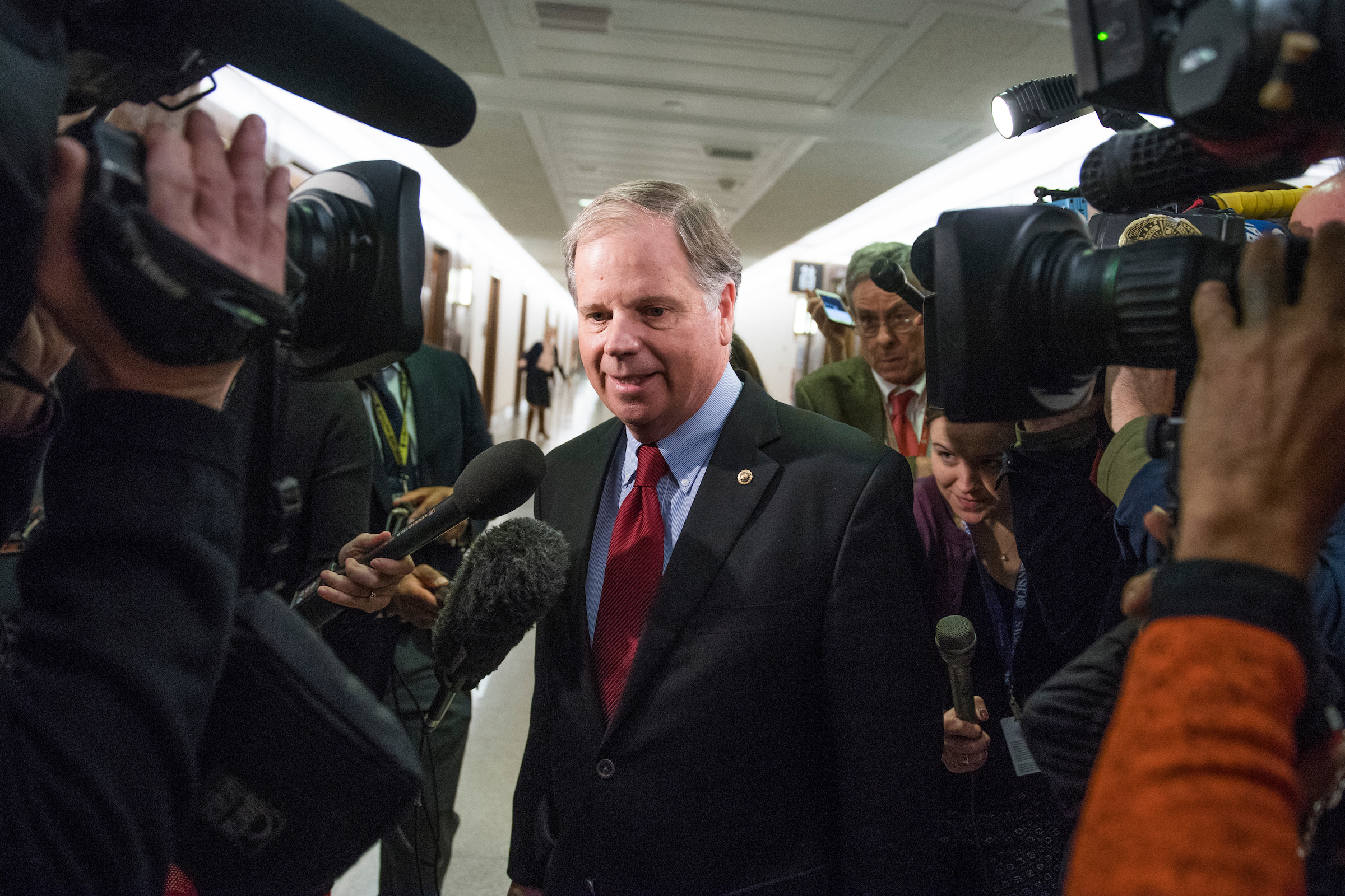  Sen. Doug Jones, D-Ala., called arming teachers “the dumbest idea I’ve ever heard.” (Tom Williams/CQ Roll Call file photo)