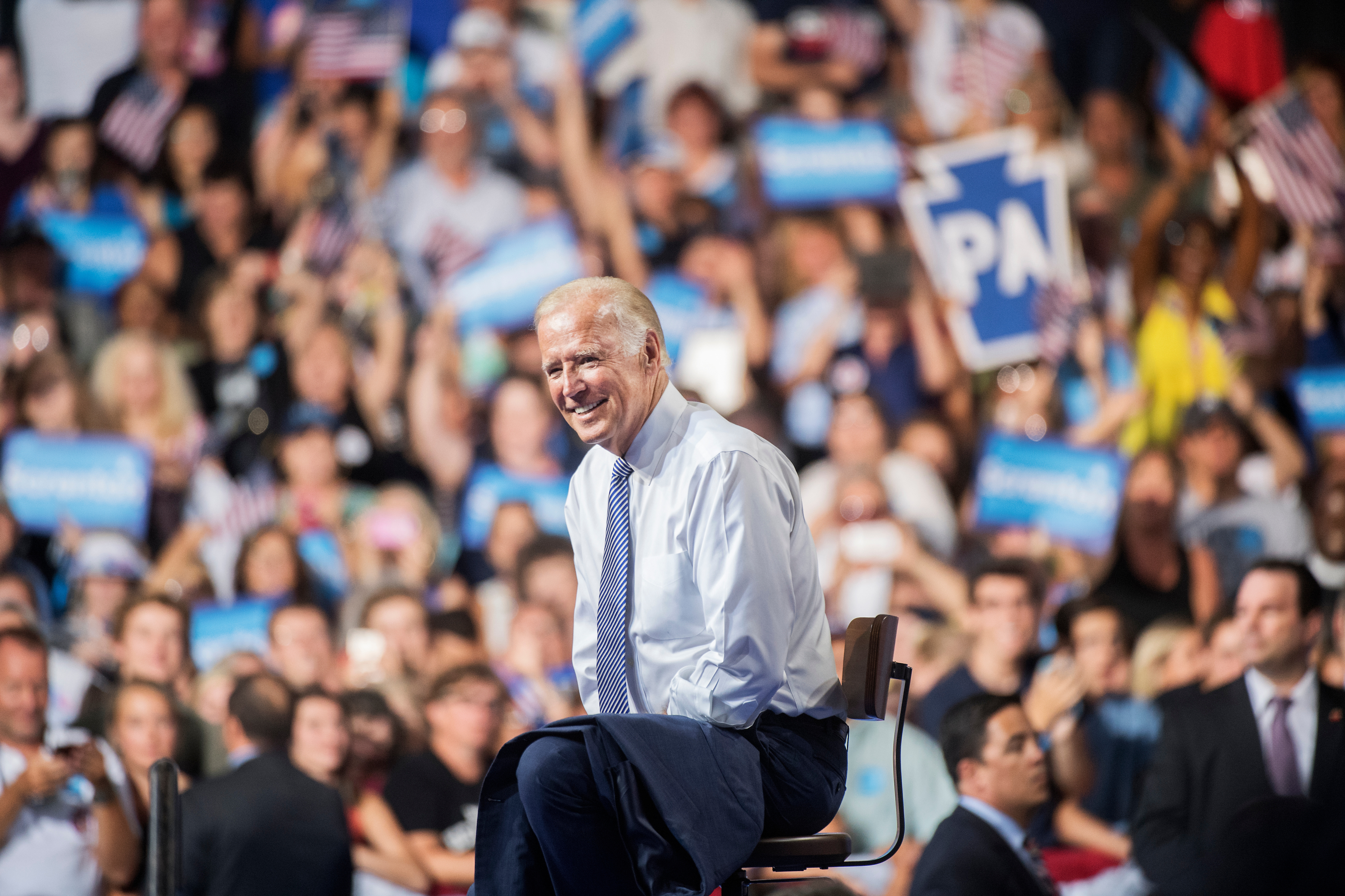 Former Vice President Joseph R. Biden Jr., seen here at a 2016 campaign event for Hillary Clinton in Scranton, Pa., returned to the Keystone State on Tuesday to rally support for Democratic House candidate Conor Lamb. (Tom Williams/CQ Roll Call file photo)