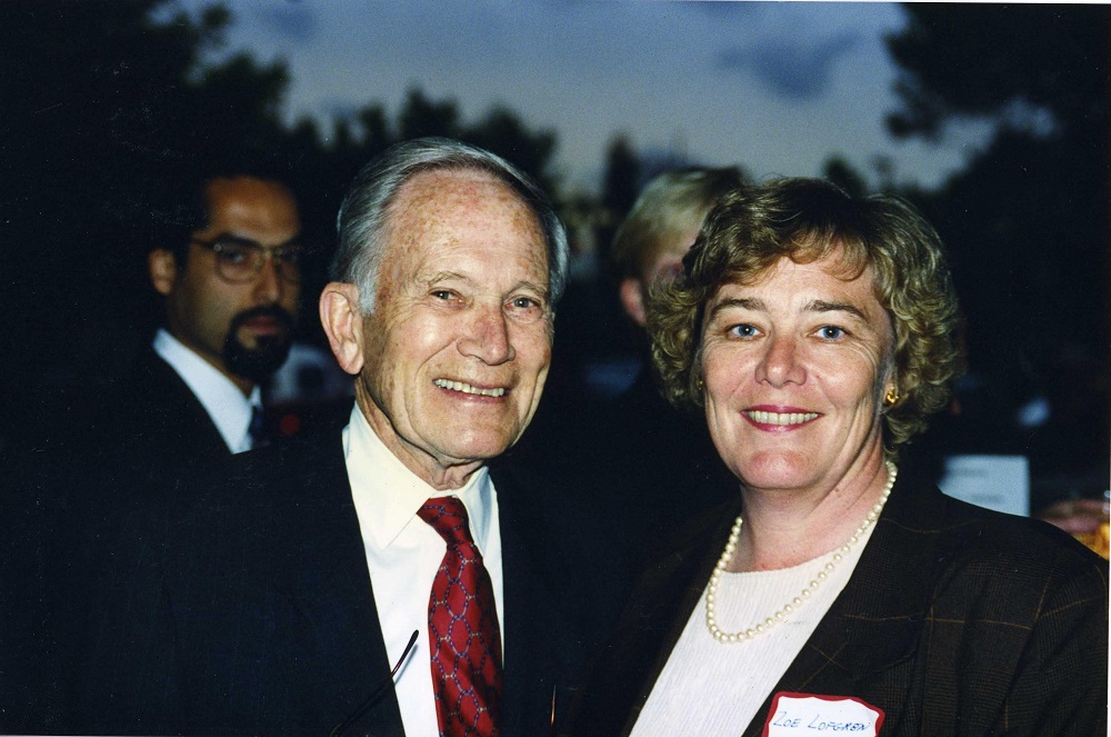 Former Rep. Don Edwards, left, and Rep. Zoe Lofgren after she was elected to the House. (Courtesy of Lofgren)