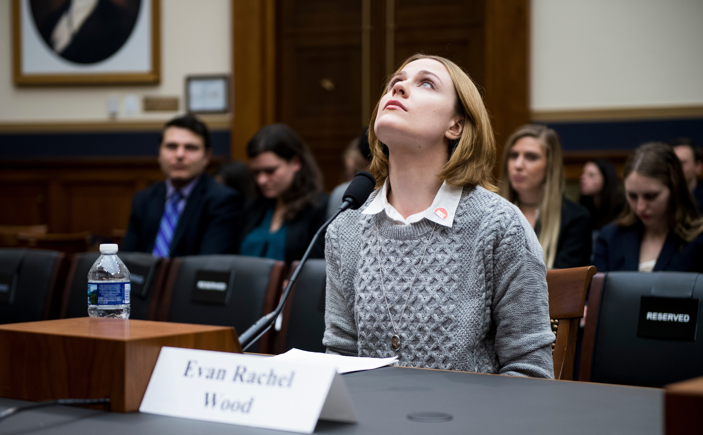 UNITED STATES - FEBRUARY 27: Actress Evan Rachel Wood testifies during the House Judiciary Committee hearing on Sexual Assault Survivors’ Rights on Tuesday, Feb. 27, 2018. (Photo By Bill Clark/CQ Roll Call)