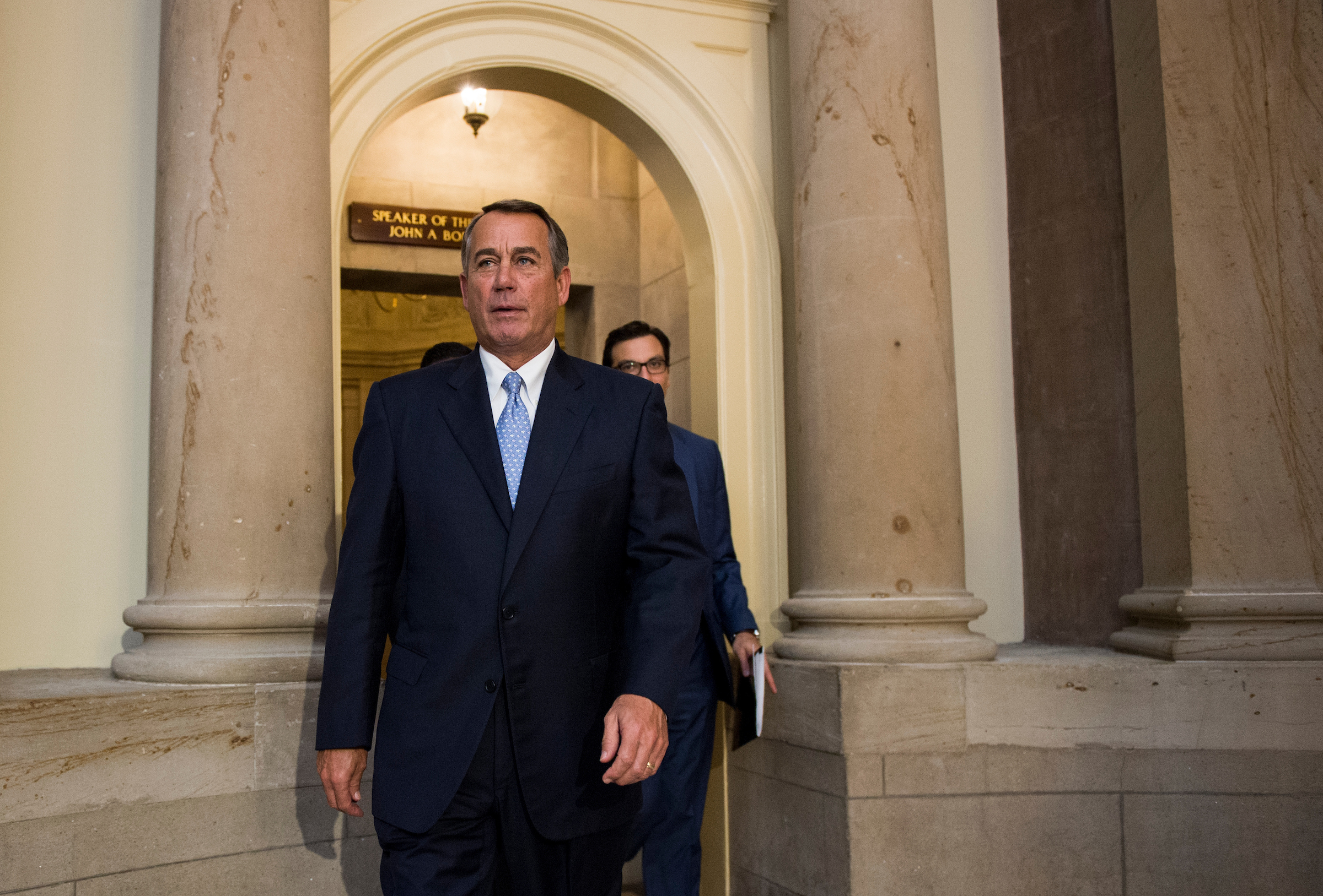 Speaker of the House John Boehner, R-Ohio, walks to the House floor for the last time as speaker. Boehner said its a “50/50” shot for control of the House after the 2018 midterms. (Bill Clark/CQ Roll Call file photo)