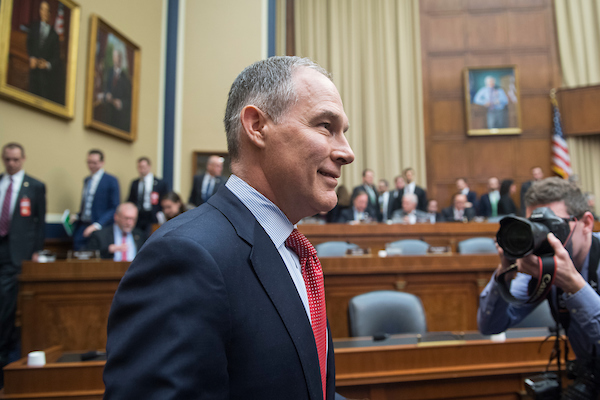 UNITED STATES - APRIL 26: EPA Director Scott Pruitt arrives to testify before a House Energy and Commerce Environment Subcommittee hearing in Rayburn Building titled 