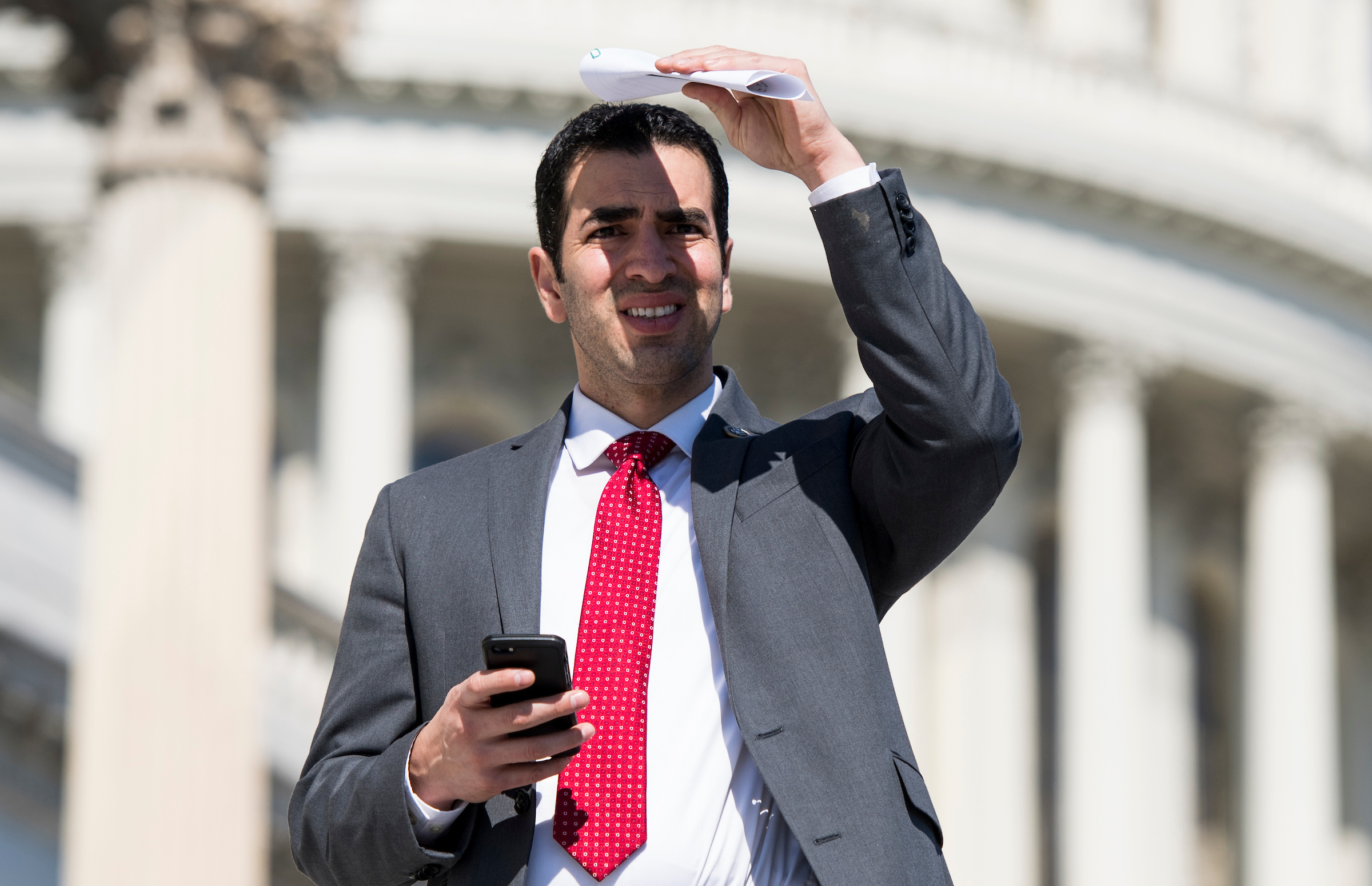 Rep. Ruben Kihuen, D-Nev., walks down the House steps after final votes of the week in the Capitol on March 8, 2018. (Photo By Bill Clark/CQ Roll Call)