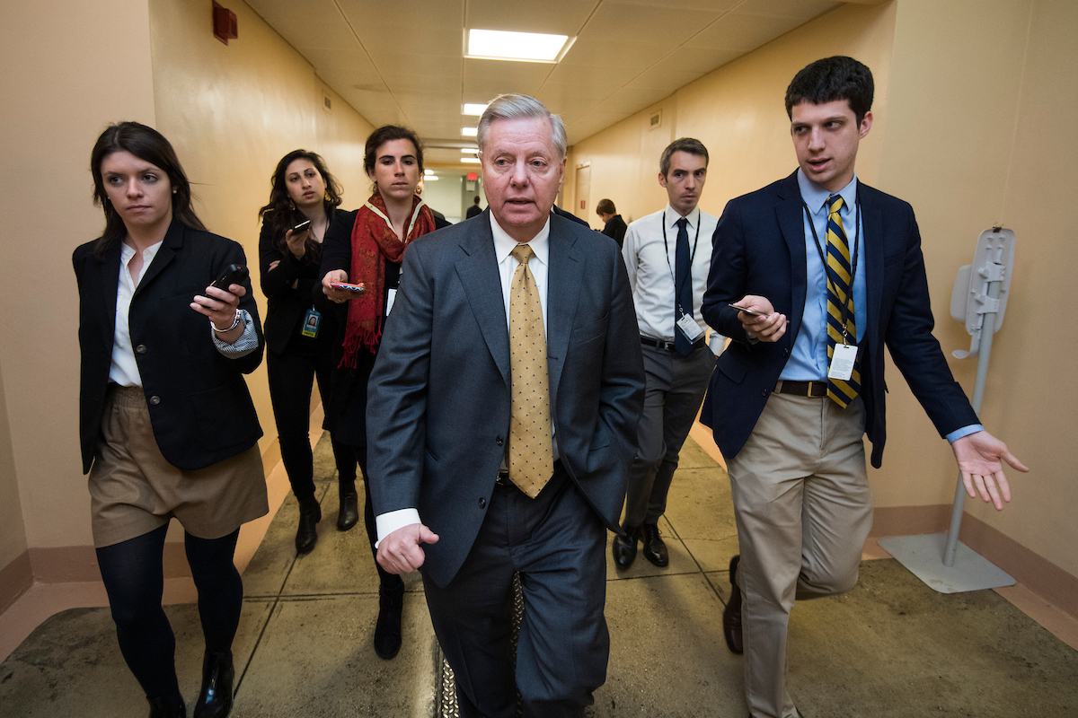 Asked Monday about a proposal to rescind omnibus funds, GOP Sen. Lindsey Graham said “It’s going nowhere.” (Tom Williams/CQ Roll Call file photo)