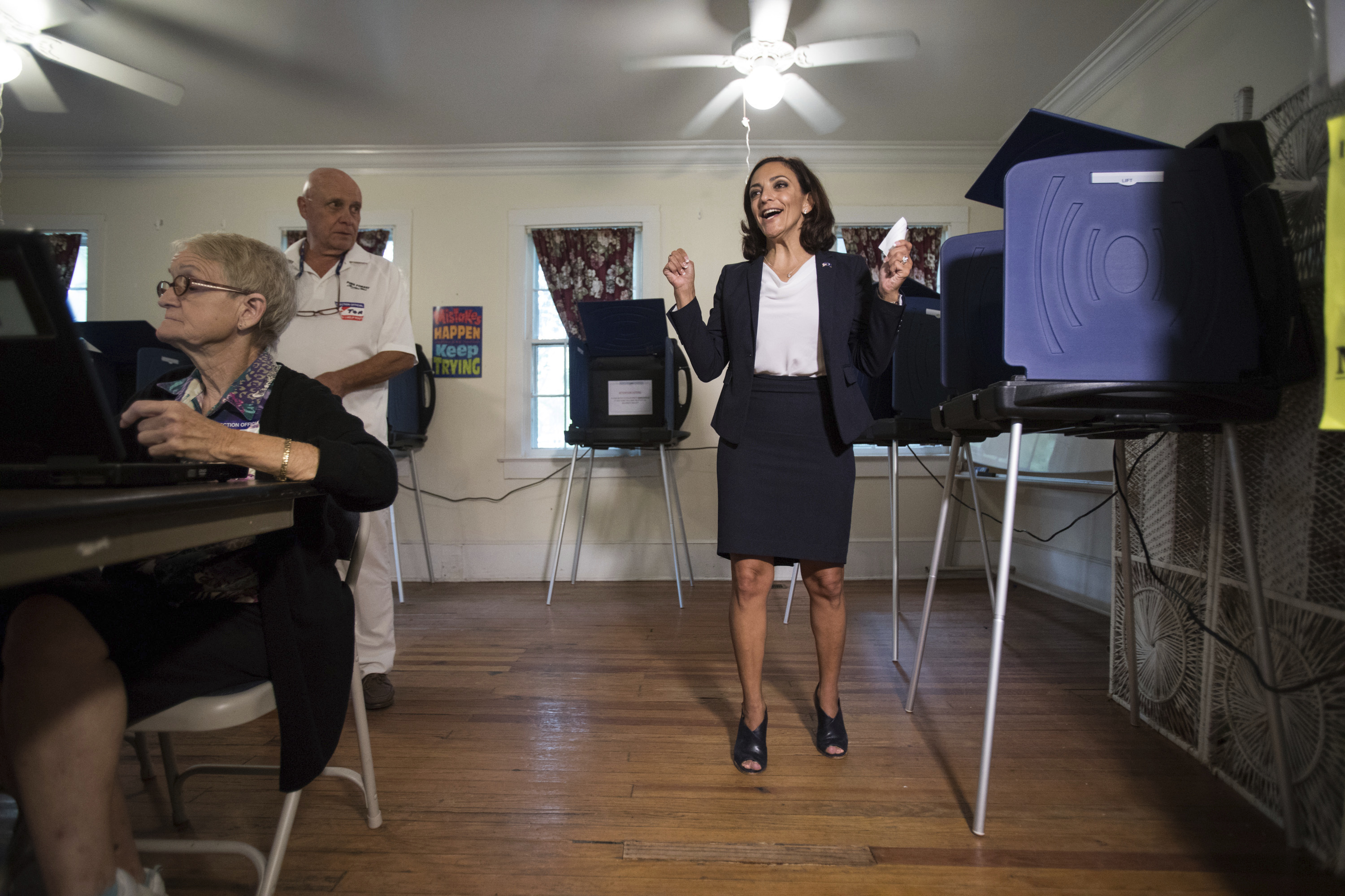 South Carolina state Rep. Katie Arrington, shown here after voting in the primary on June 12, was moved out of intensive care on Wednesday while recovering from serious injuries in a car wreck a week ago. (Kathryn Ziesig/The Post And Courier via AP file photo)