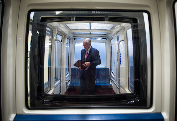 UNITED STATES - June 19: Sen. Ed Markey, D-Mass., rides the Senate subway Tuesday June 19, 2018. (Photo By Sarah Silbiger/CQ Roll Call)