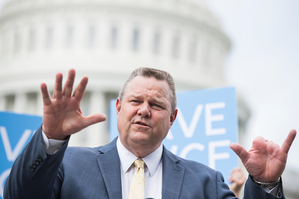 Sen. Jon Tester, D-Mont., speaks during a news conference on the upcoming expiration of the Land and Water Conservation Fund June 20, 2018. (Photo By Tom Williams/CQ Roll Call)