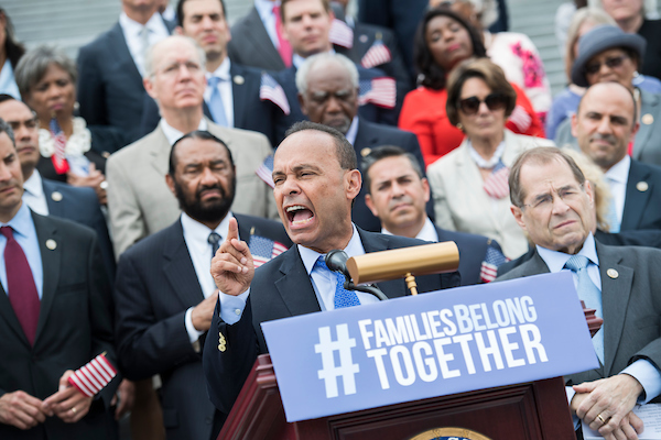 UNITED STATES - JUNE 20: Rep. Luis Gutierrez, D-Ill., and House Democrats hold a rally on the steps of the Capitol to call for passage of